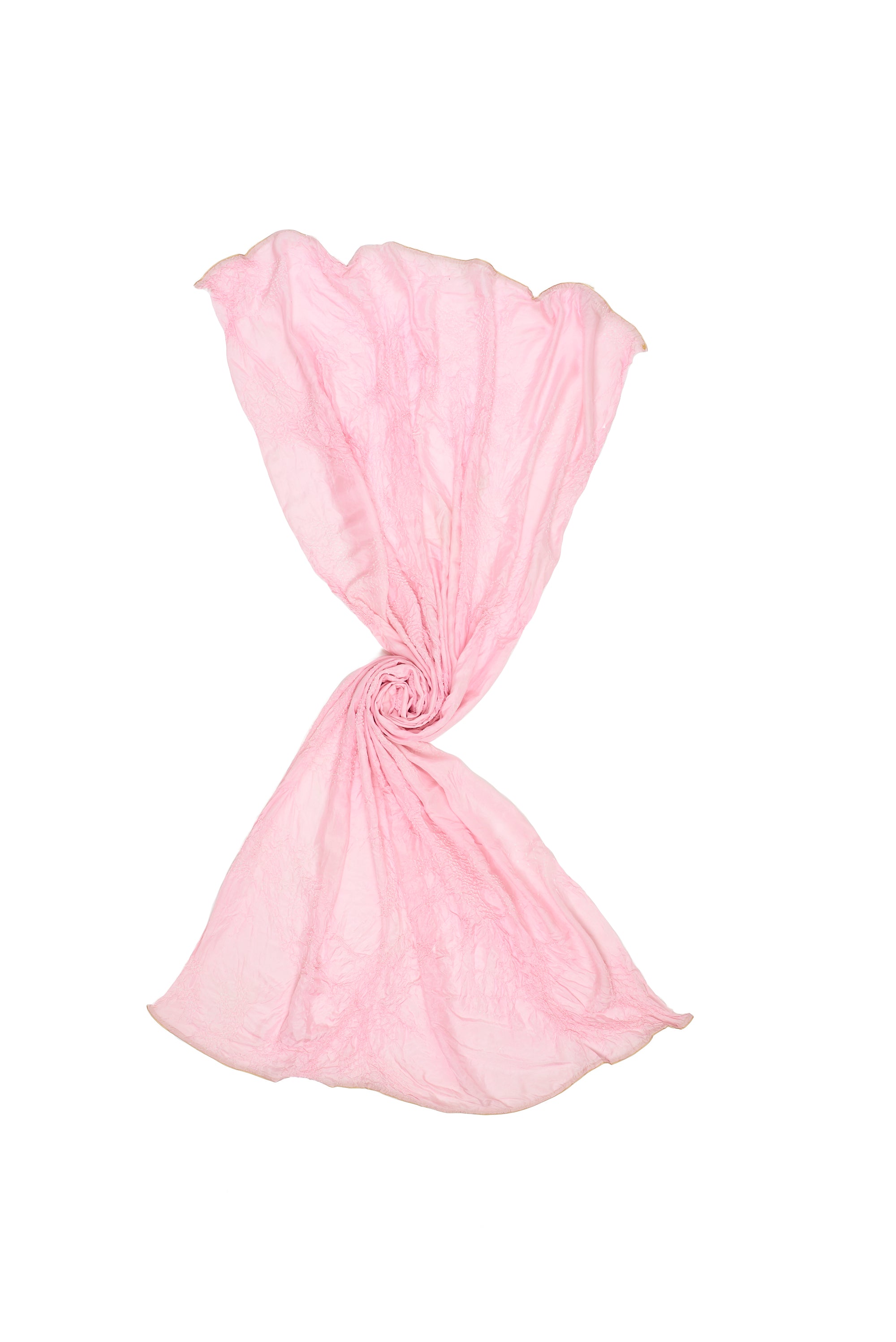 PINK SILK SCARF WITH BANDHANI