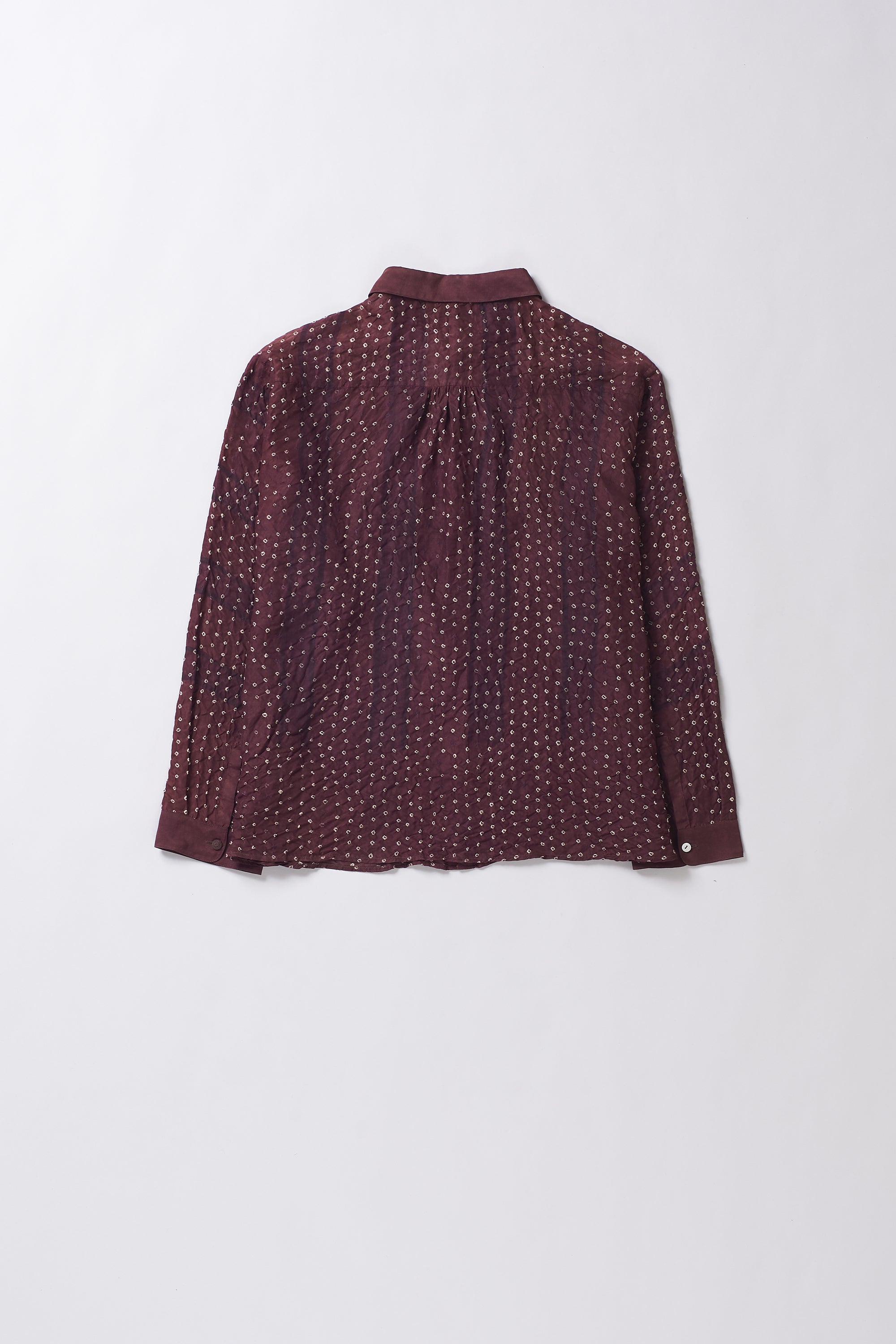 Relaxed Fit Bandhani Shirt Dyed in Purple Red