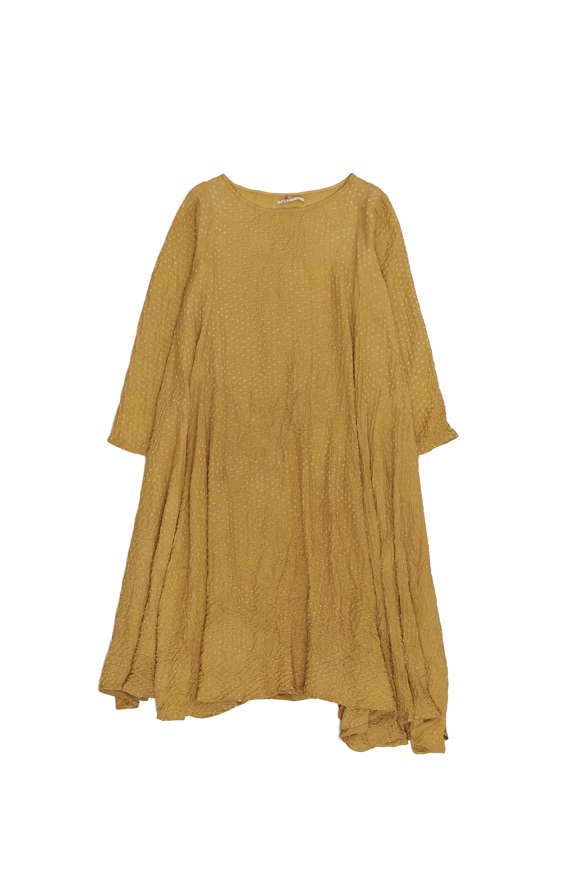 OCHER YELLOW WOMEN DRESS WITH BANDHANI