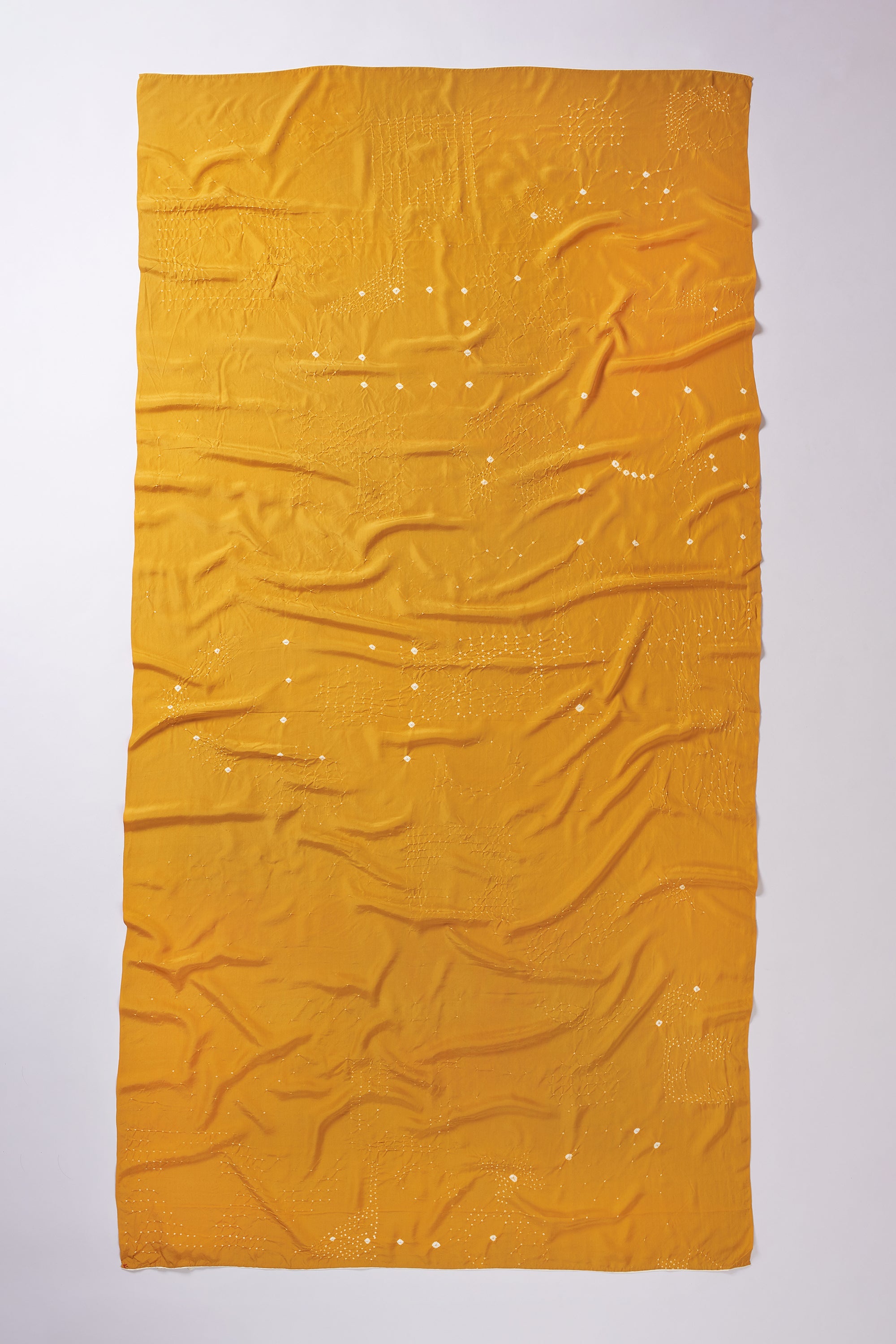 MANGO YELLOW SILK BANDHANI SHAWL