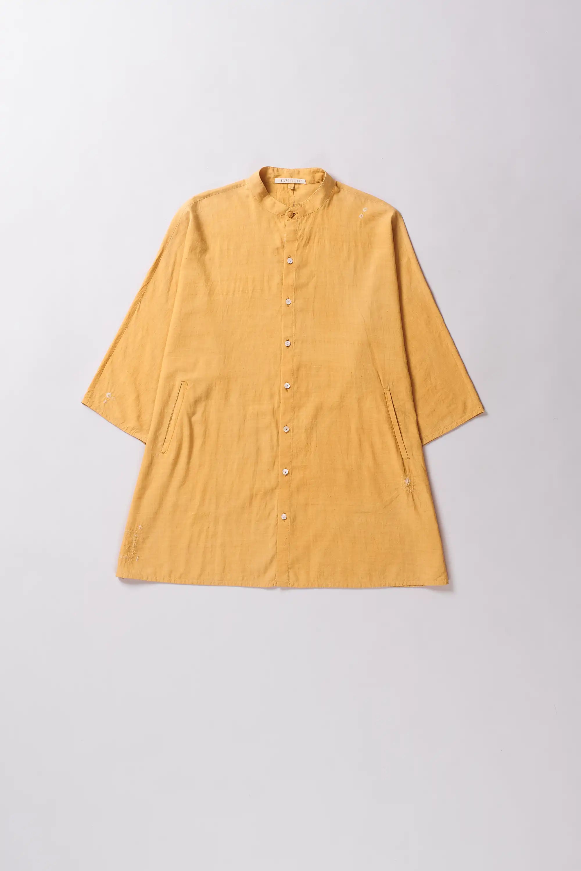 Ungendered Kimono Cotton Shirt With Shibori Motifs