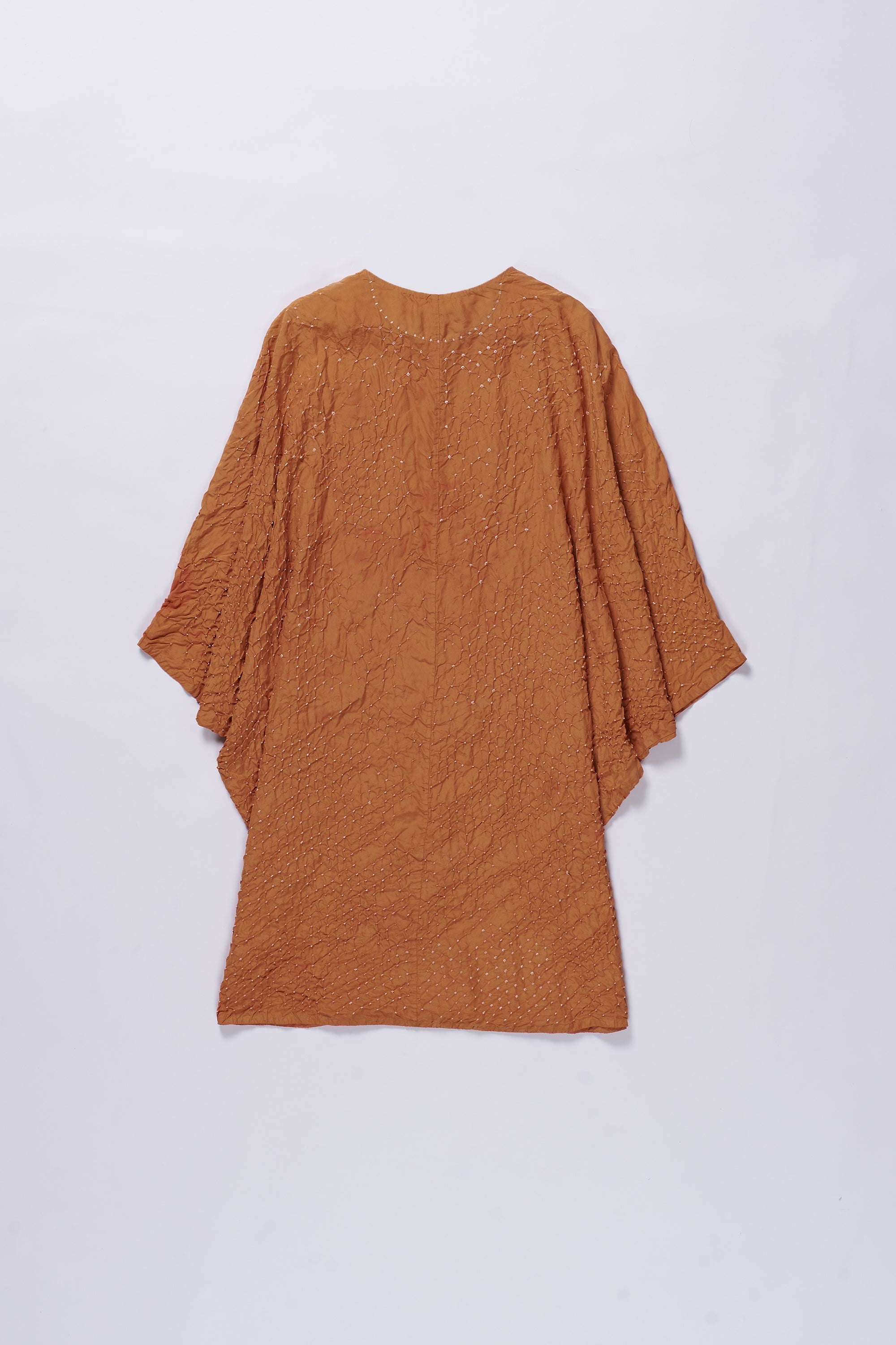 Orange Rust Bandhani Silk Dress