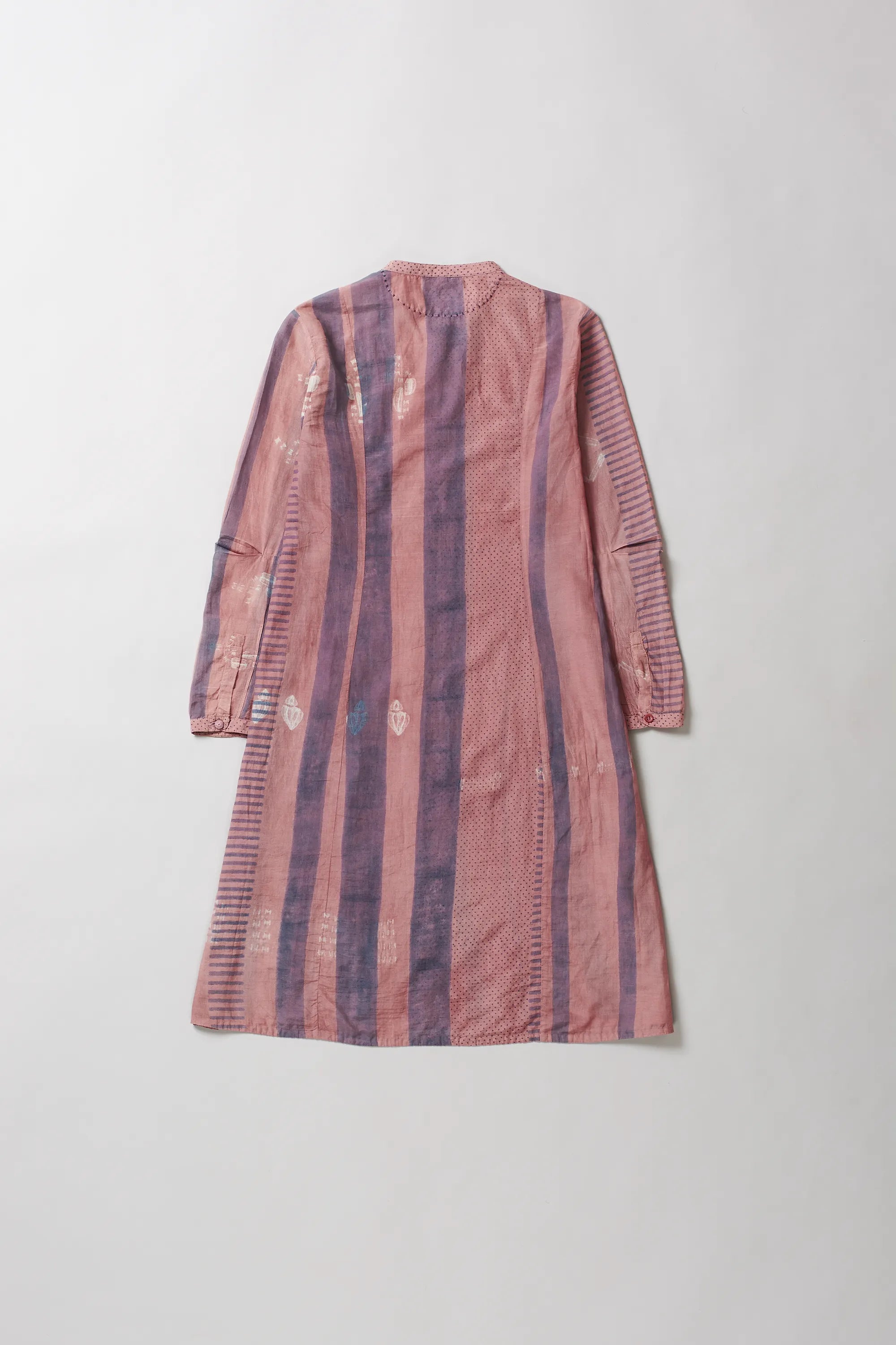 Chalk Pink Shibori Block Print Cotton Silk Blend Women Dress