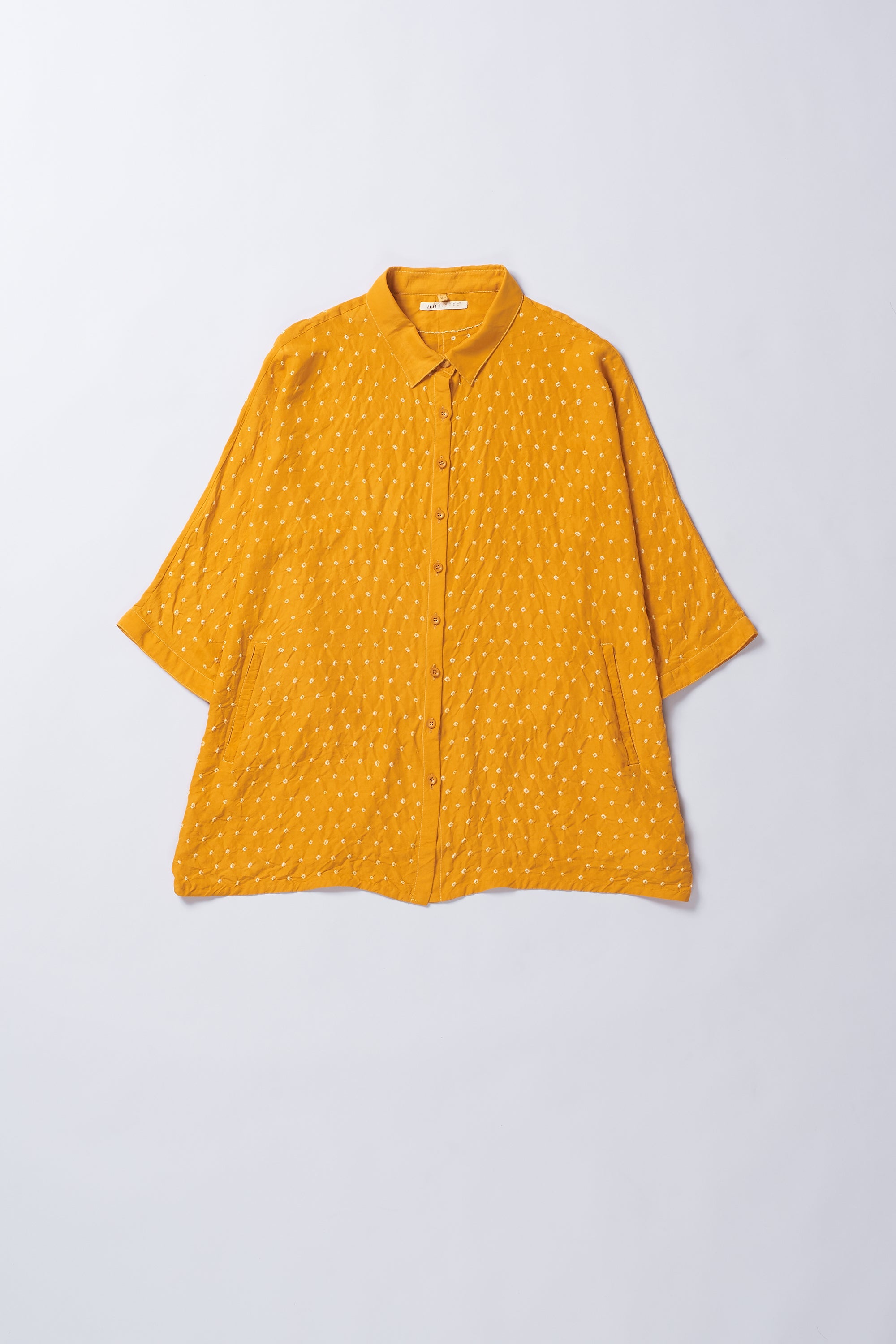 MANGO YELLOW SILK BANDHANI SHIRT