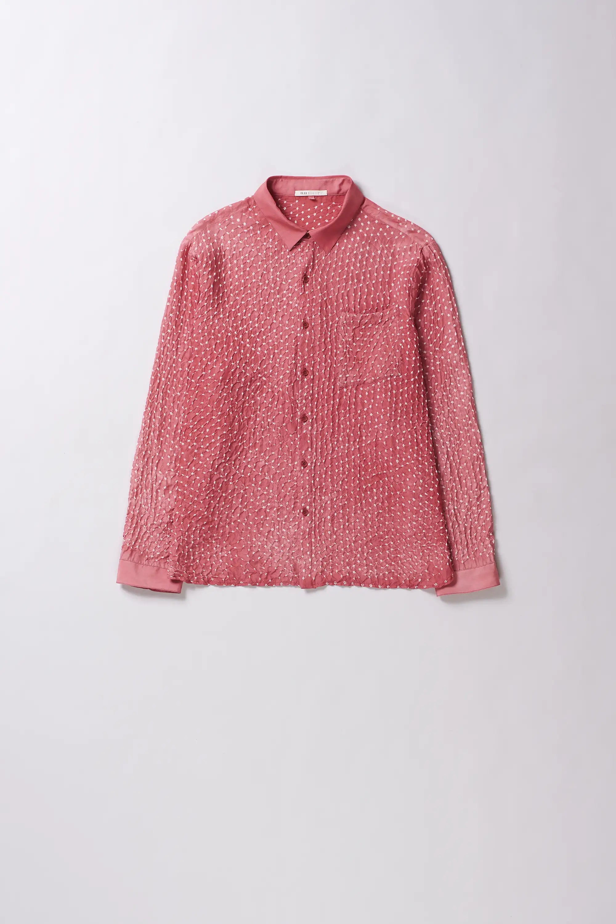Pink Wood Dyed Bandhani Silk Shirt