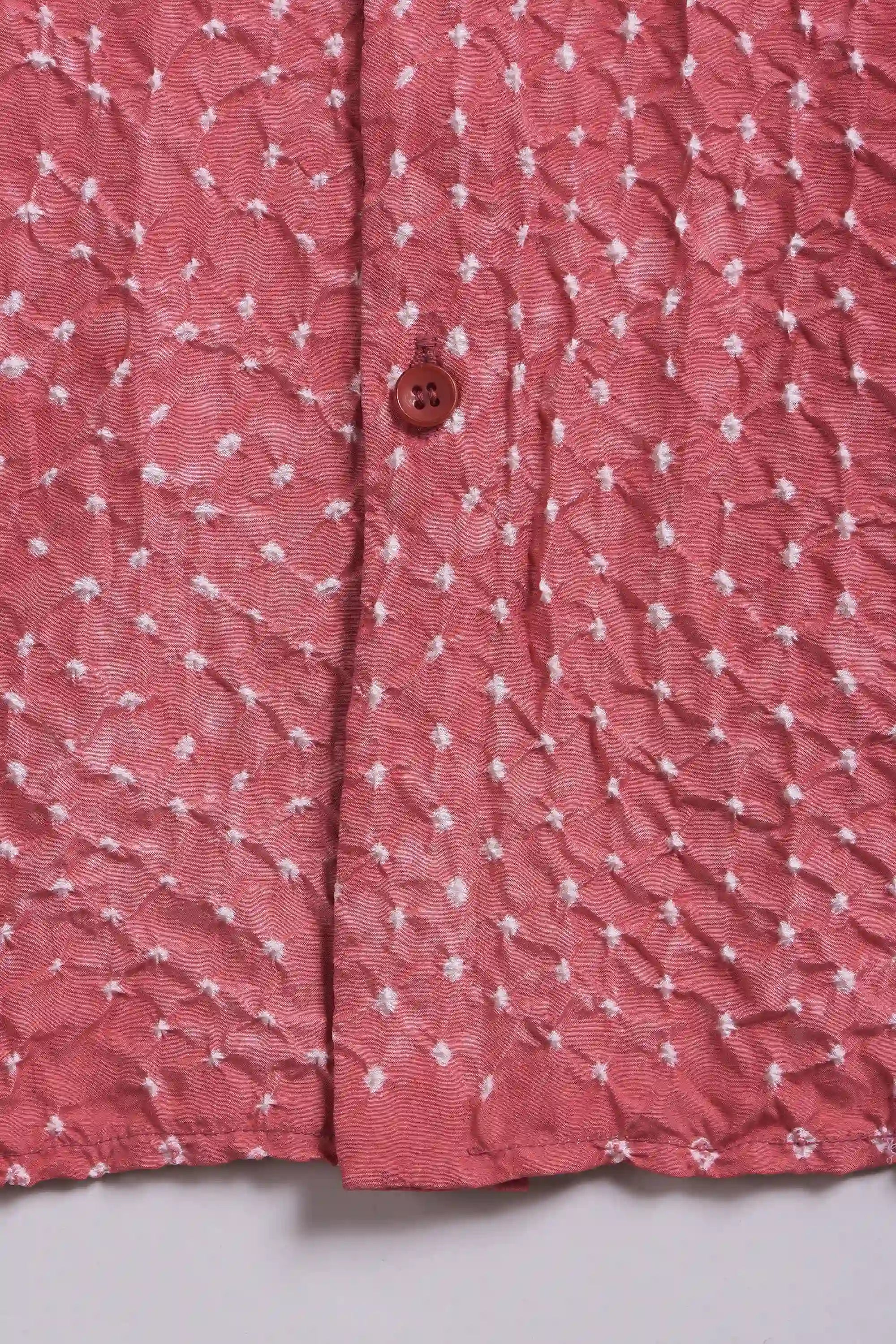 Pink Wood Dyed Bandhani Silk Shirt