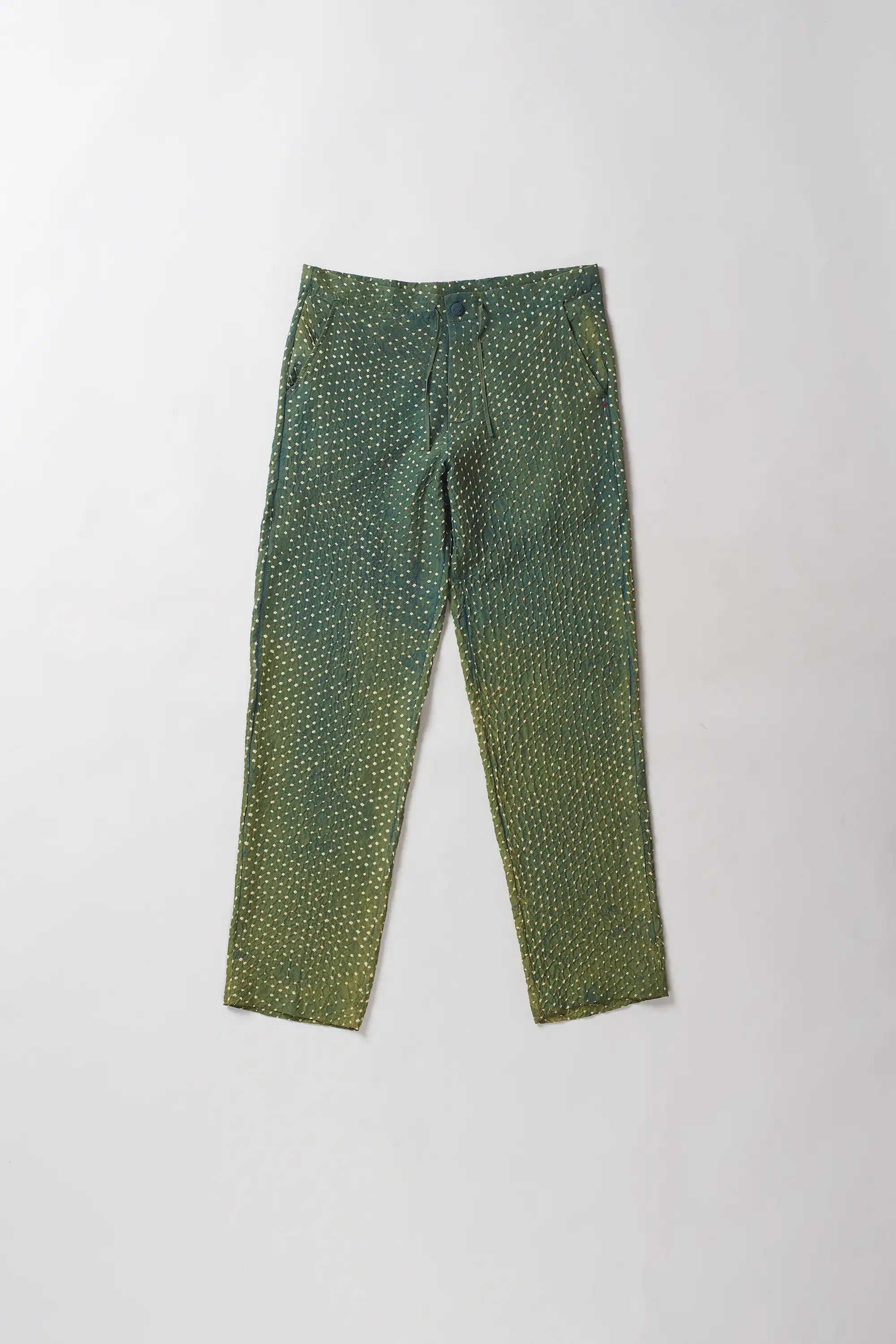 Bottle Green All Over Bandhani Pant