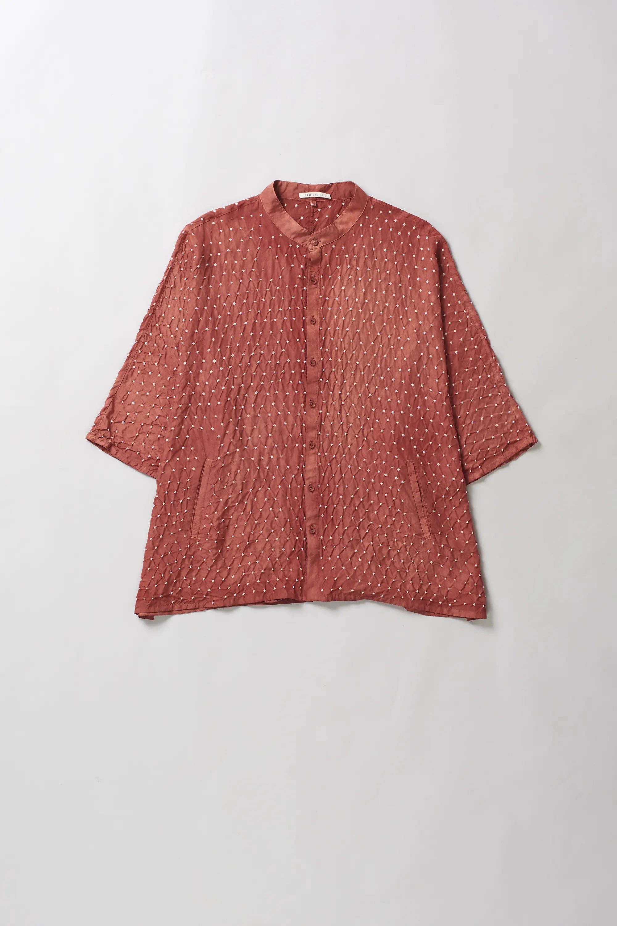 Relaxed Fit Bandhani Shirt Dyed in Rough Pink