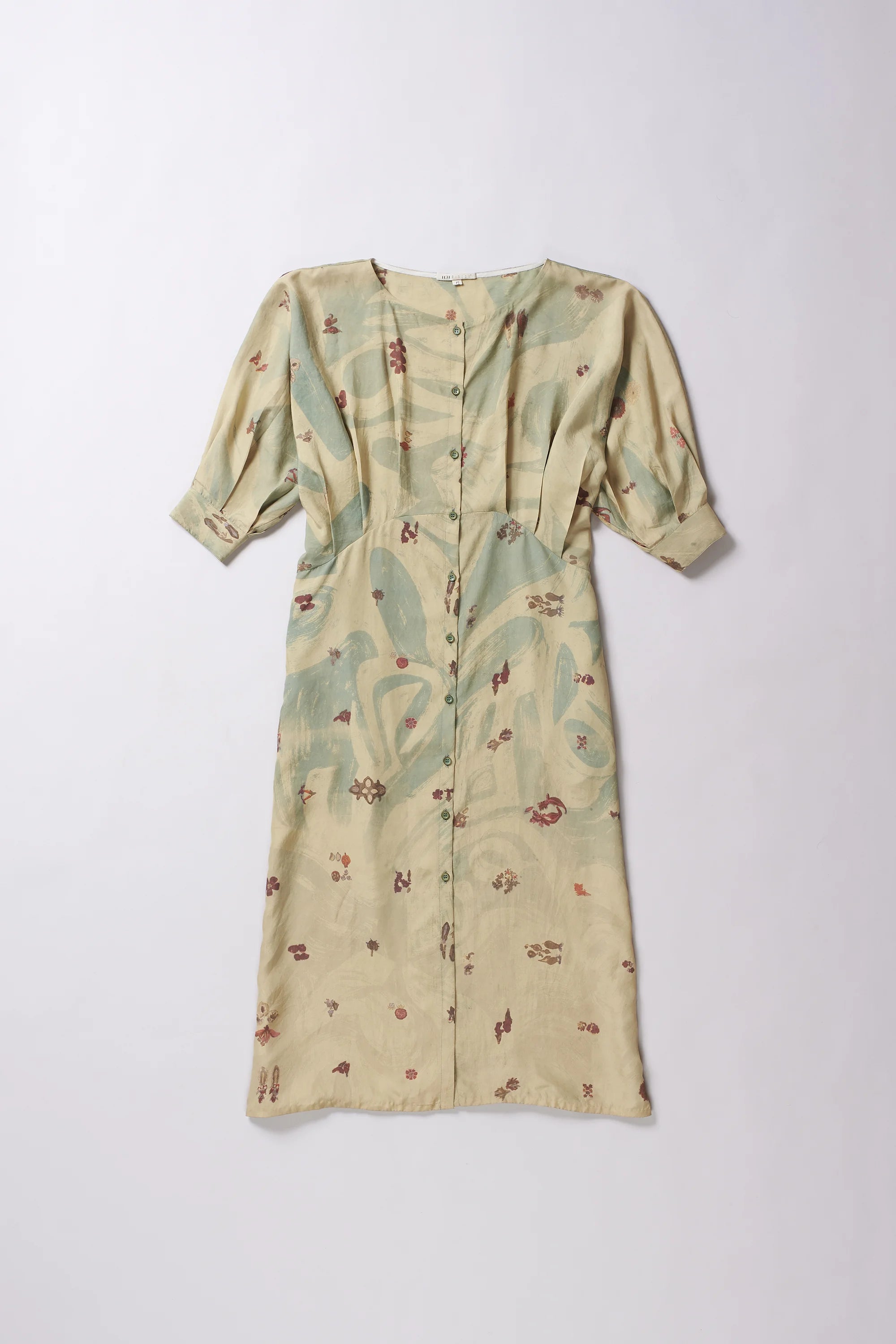 Ocean Blue Screen Printed Silk Dress