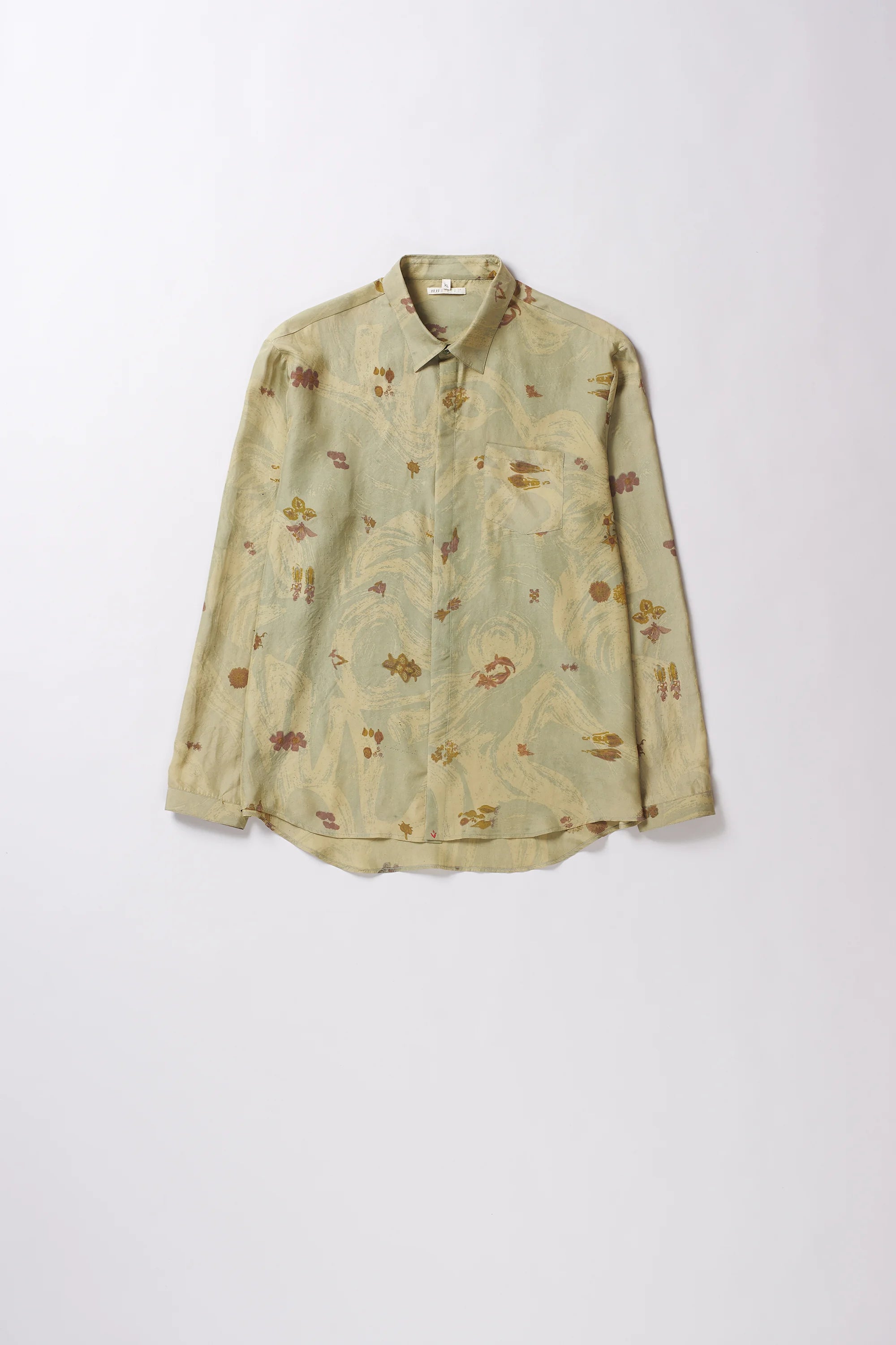 Ocean Blue Screen Printed Silk Shirt