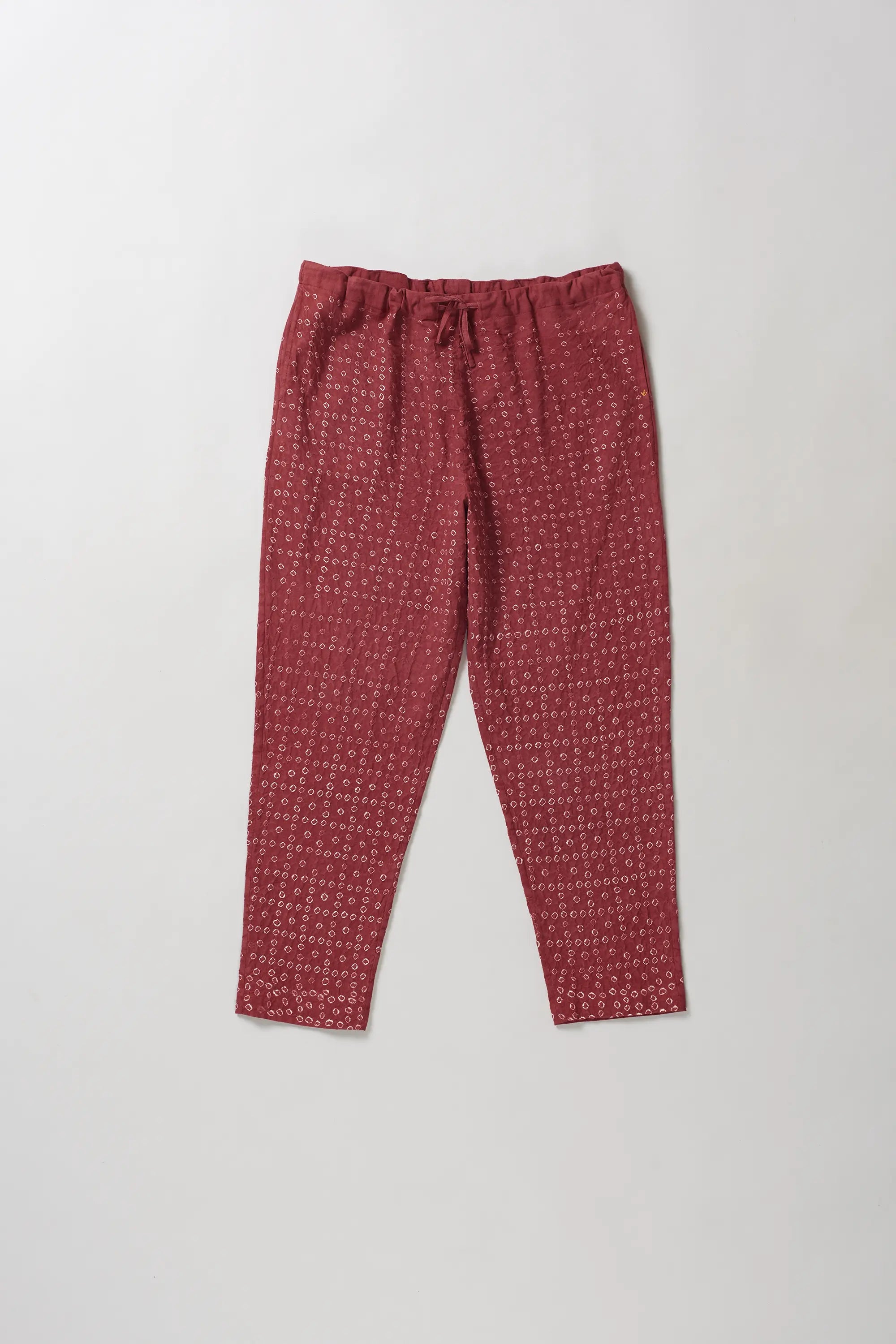 Crimson Pink Cotton Trousers with Drawstring