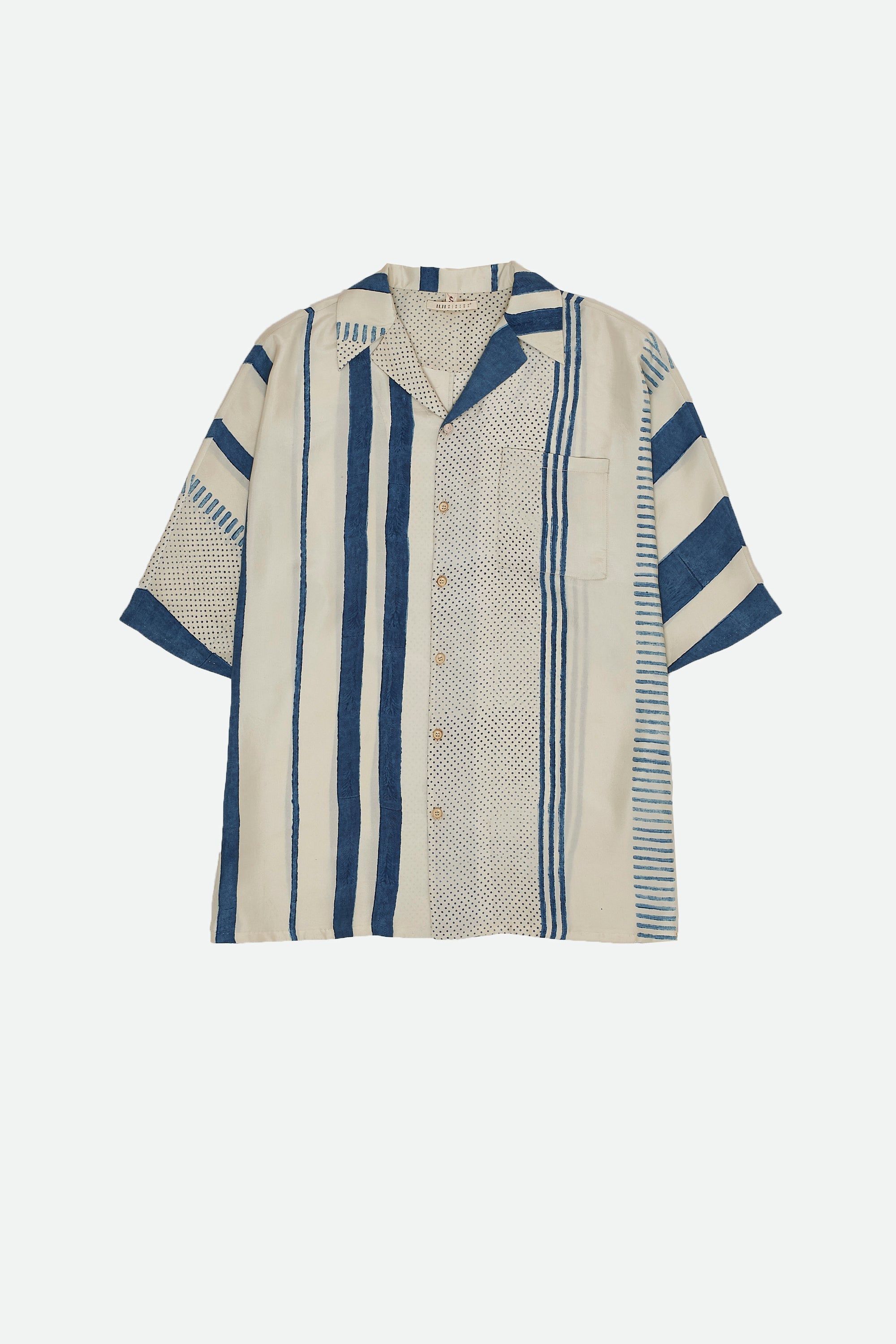 Ecru block printed shirt
