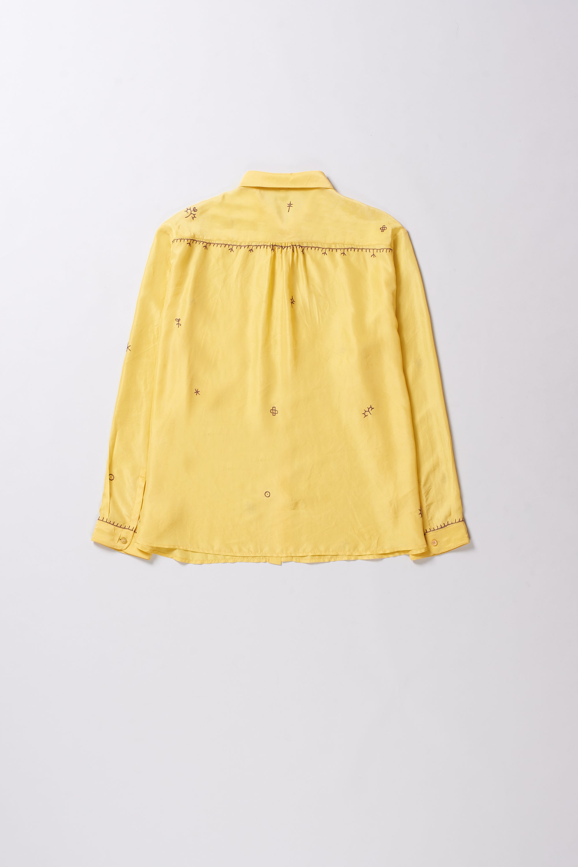 Relaxed Fit Shirt Embroidered Dyed in Lemon Yellow