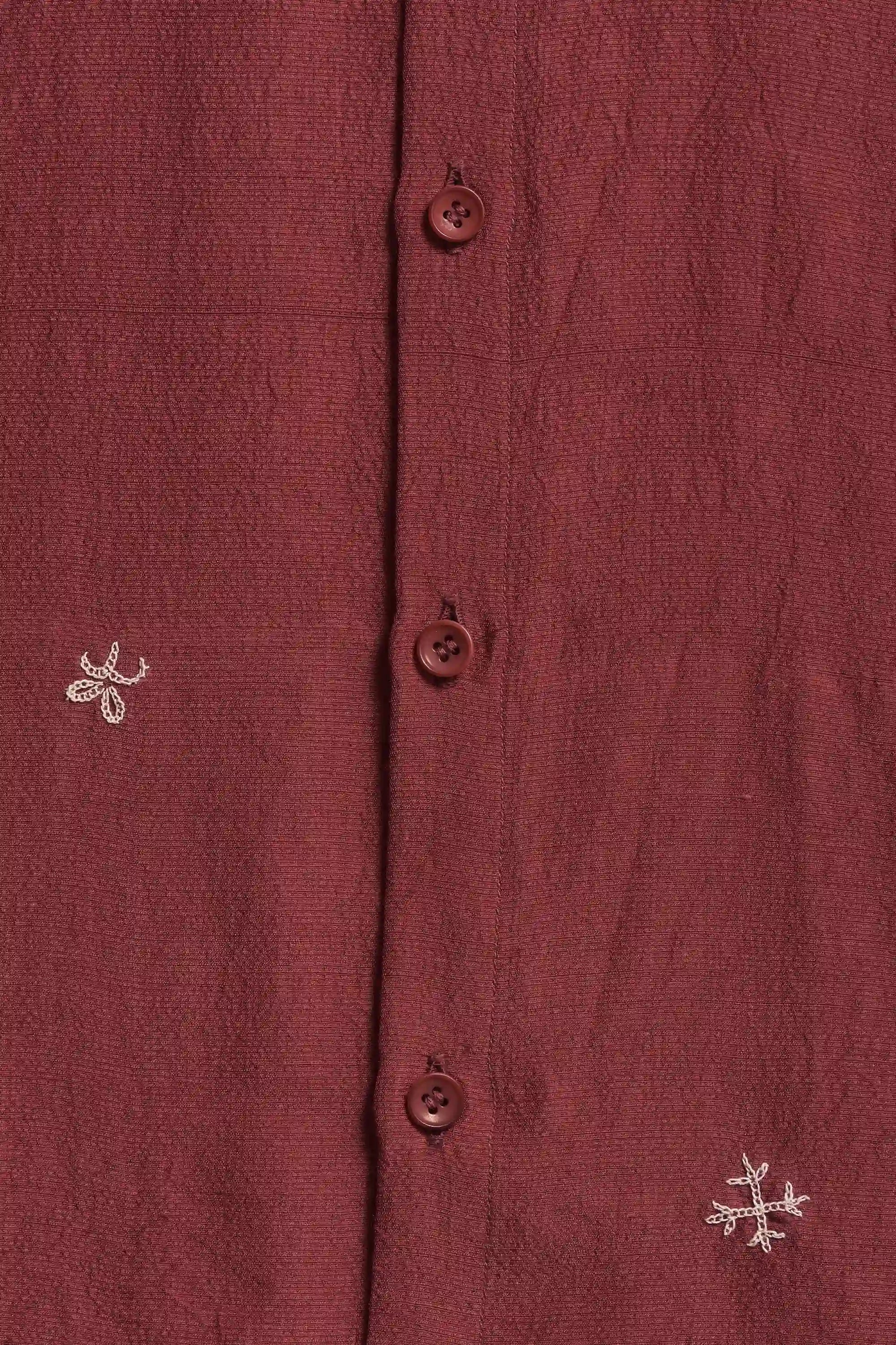 Crimson Pink Hand Embroidered Shirt