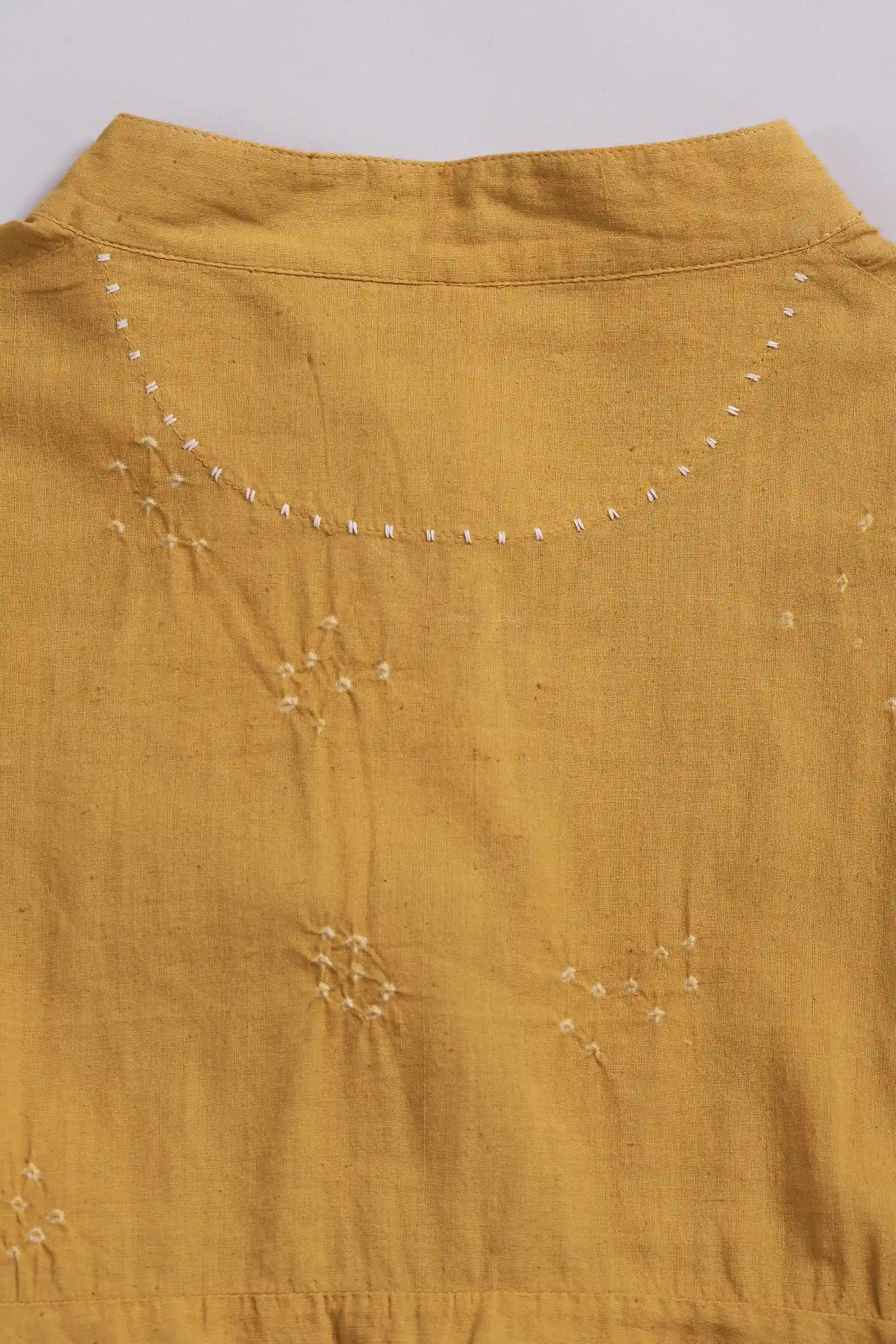 Bandhani Cotton Dress in Mustard Yellow