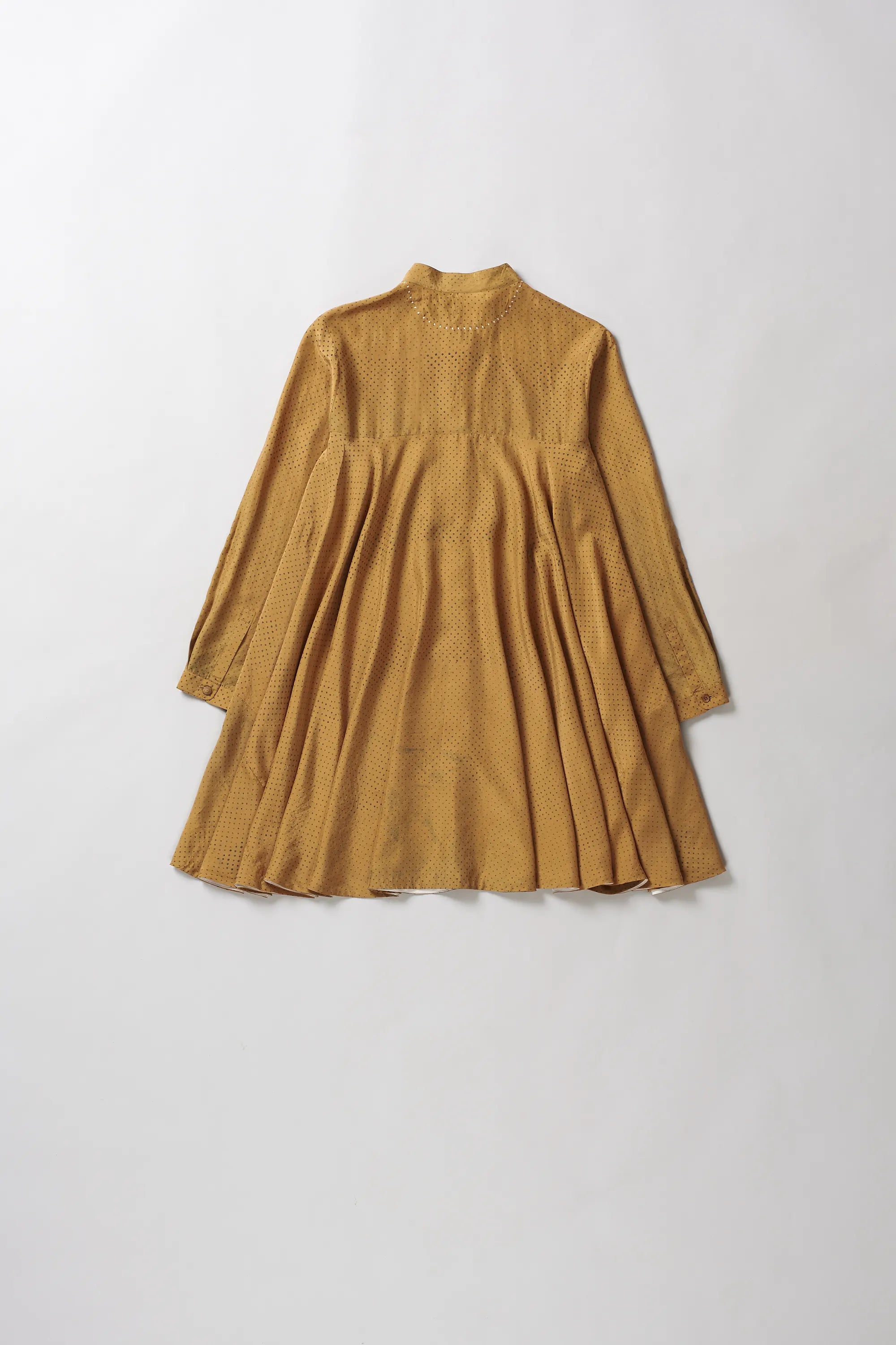 Mustard Yellow Silk Flared Dress