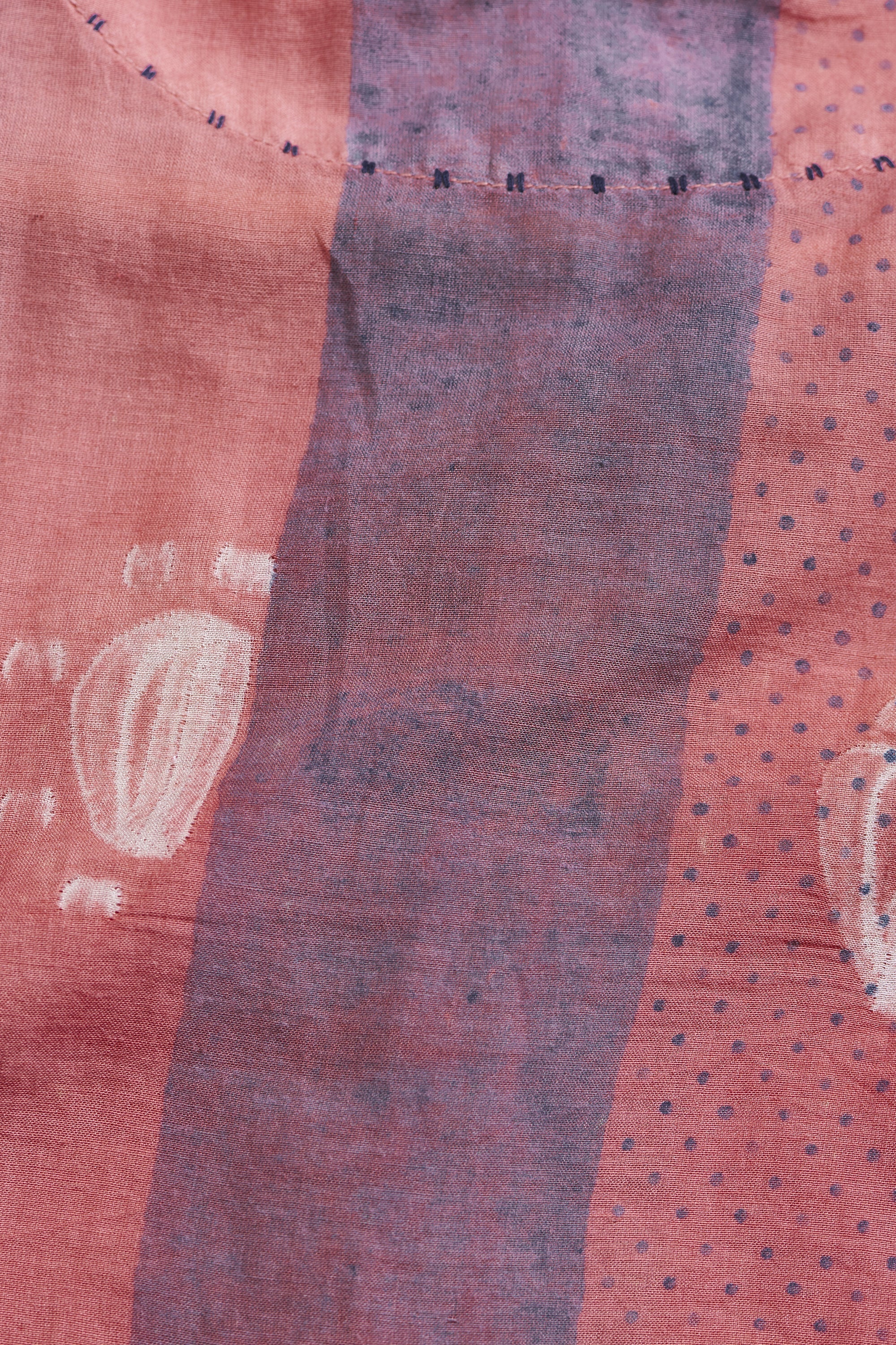 CHALK PINK BLOCK PRINTED AND SHIBORI COTTON SILK DRESS
