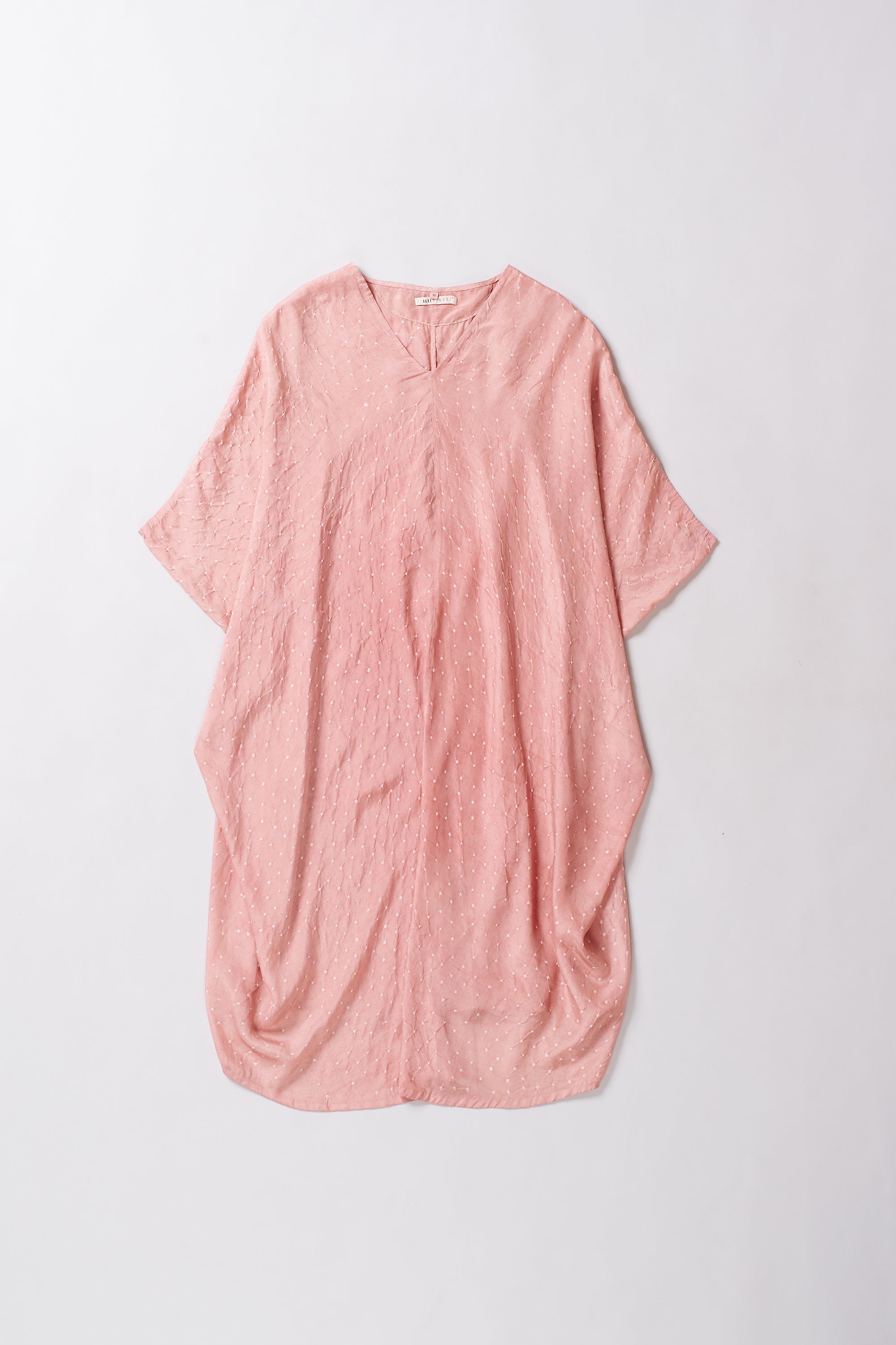 Silk Bandhani Women Dress in Chalk Pink