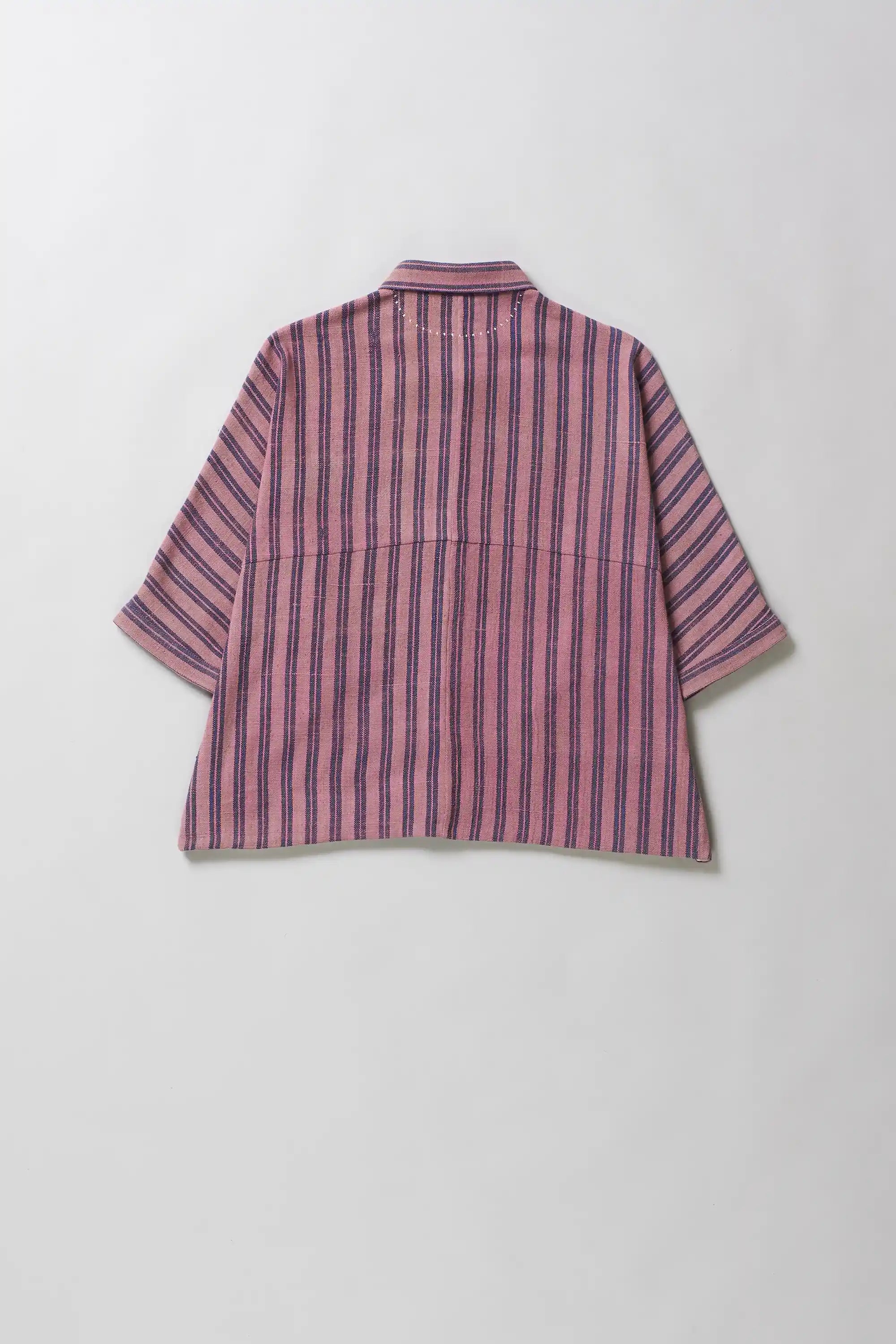 Loose Fit Collared Shirt With Stripes
