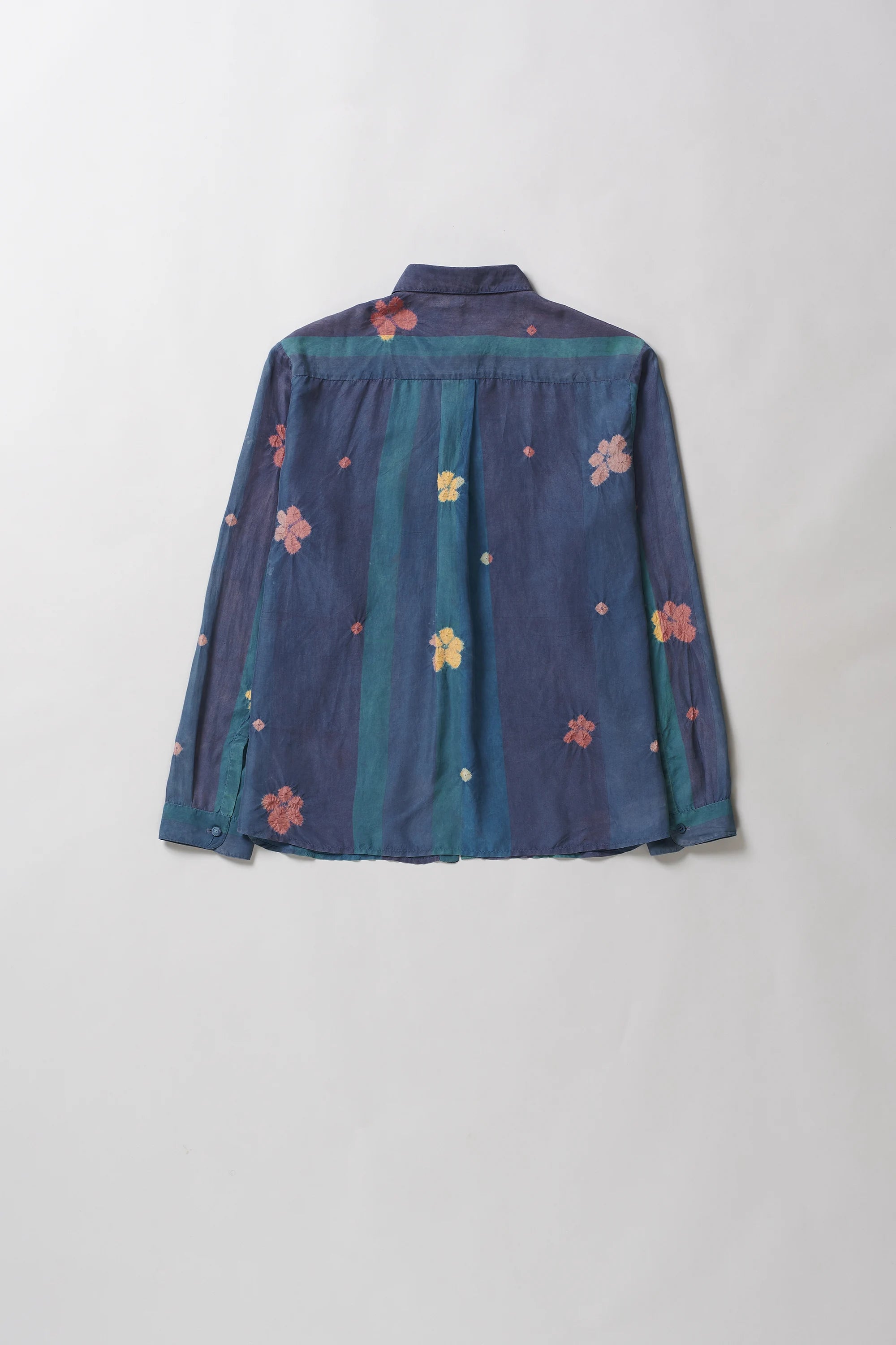 Shibori Silk Shirt in Sky Indigo