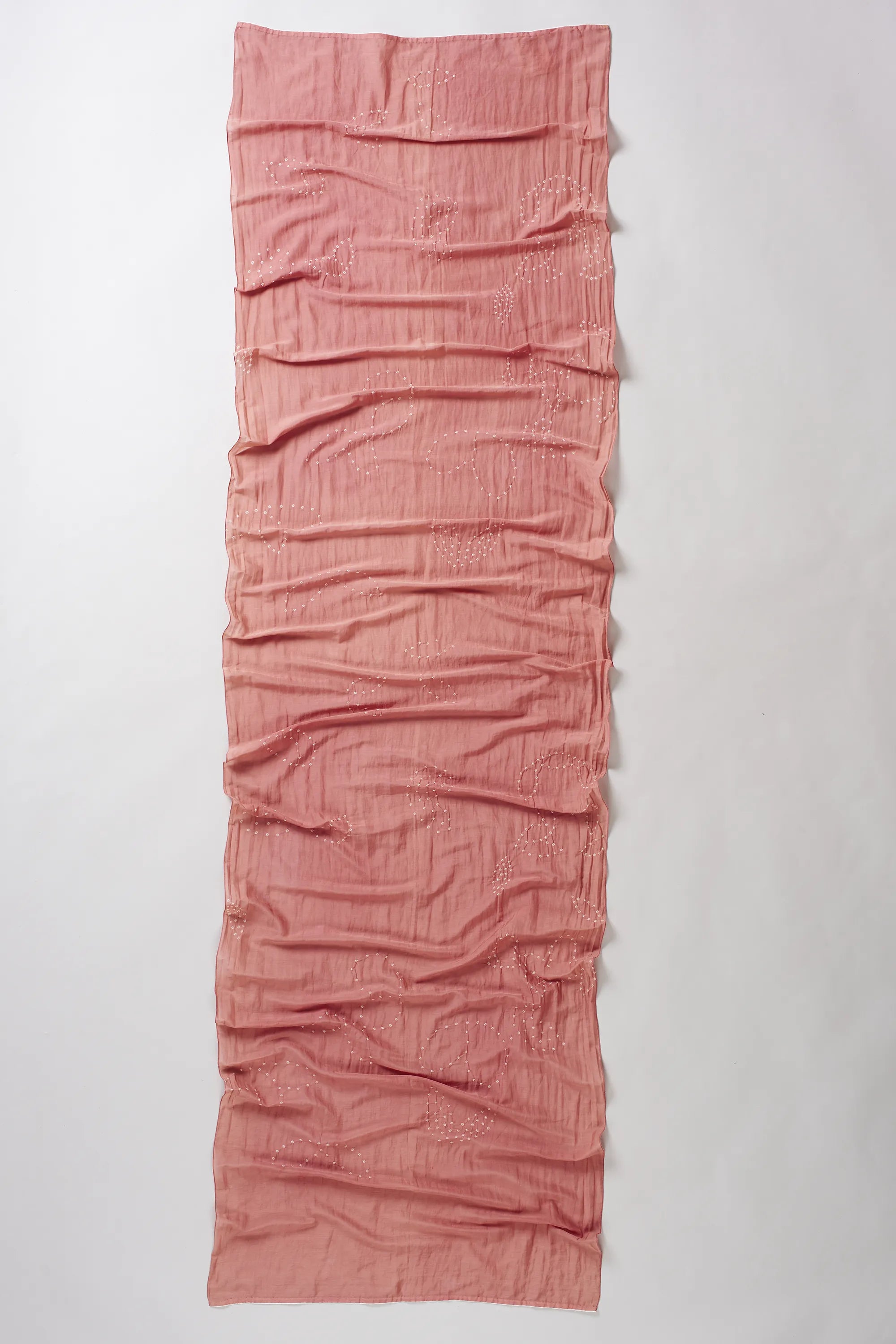 Pink Wood Silk with Bandhani Scarf