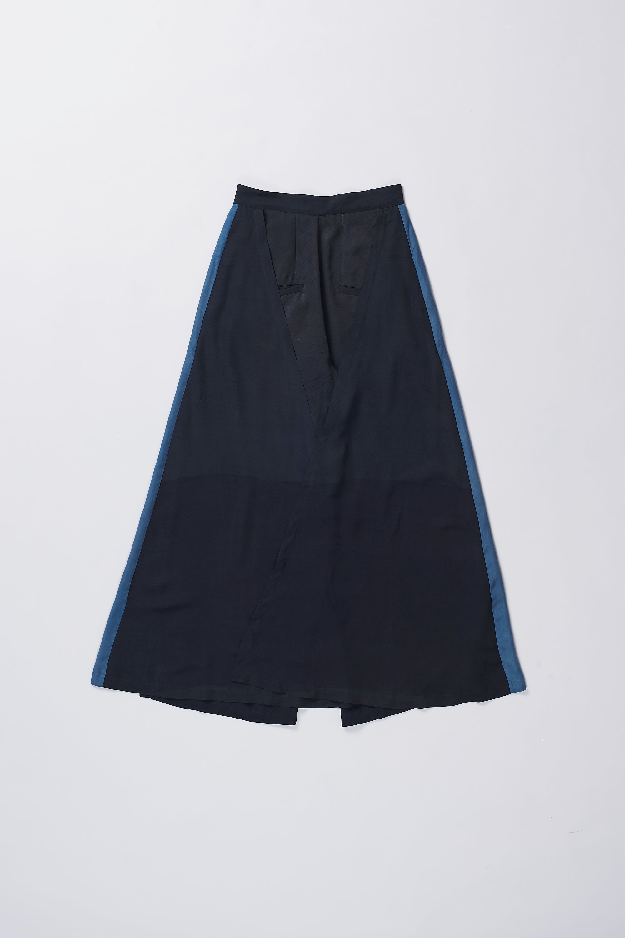 Back image of cotton flared trouser in black