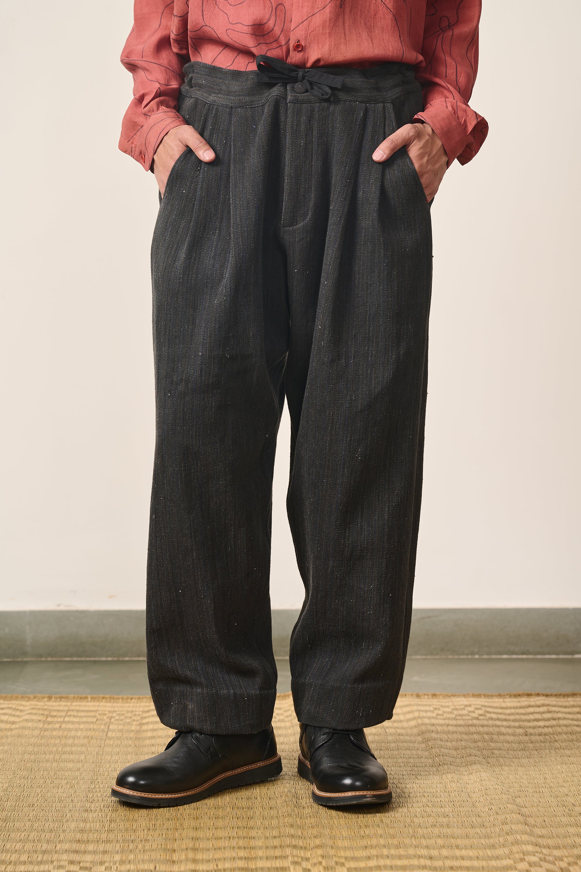 A man wearing midnight night pant