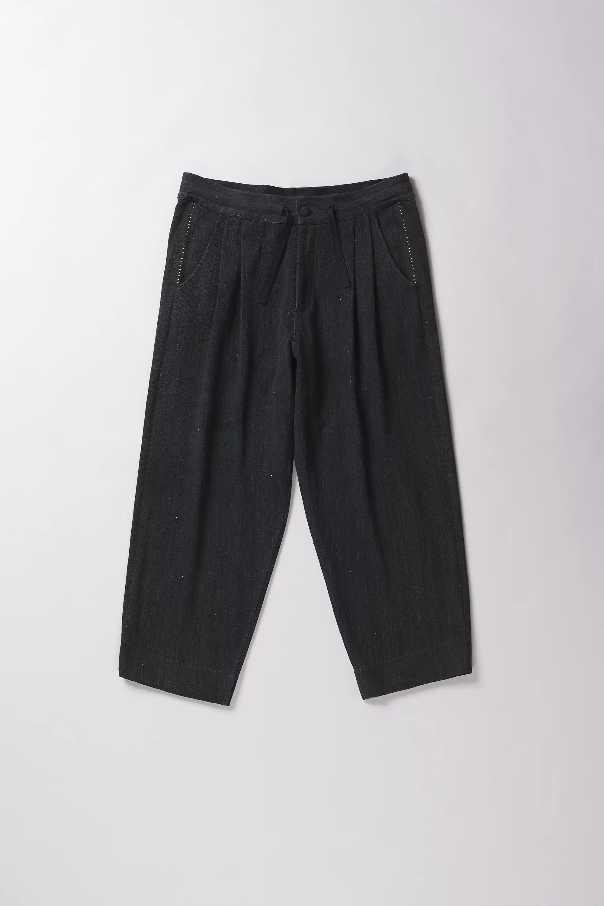 Front image of a black pants on a white background
