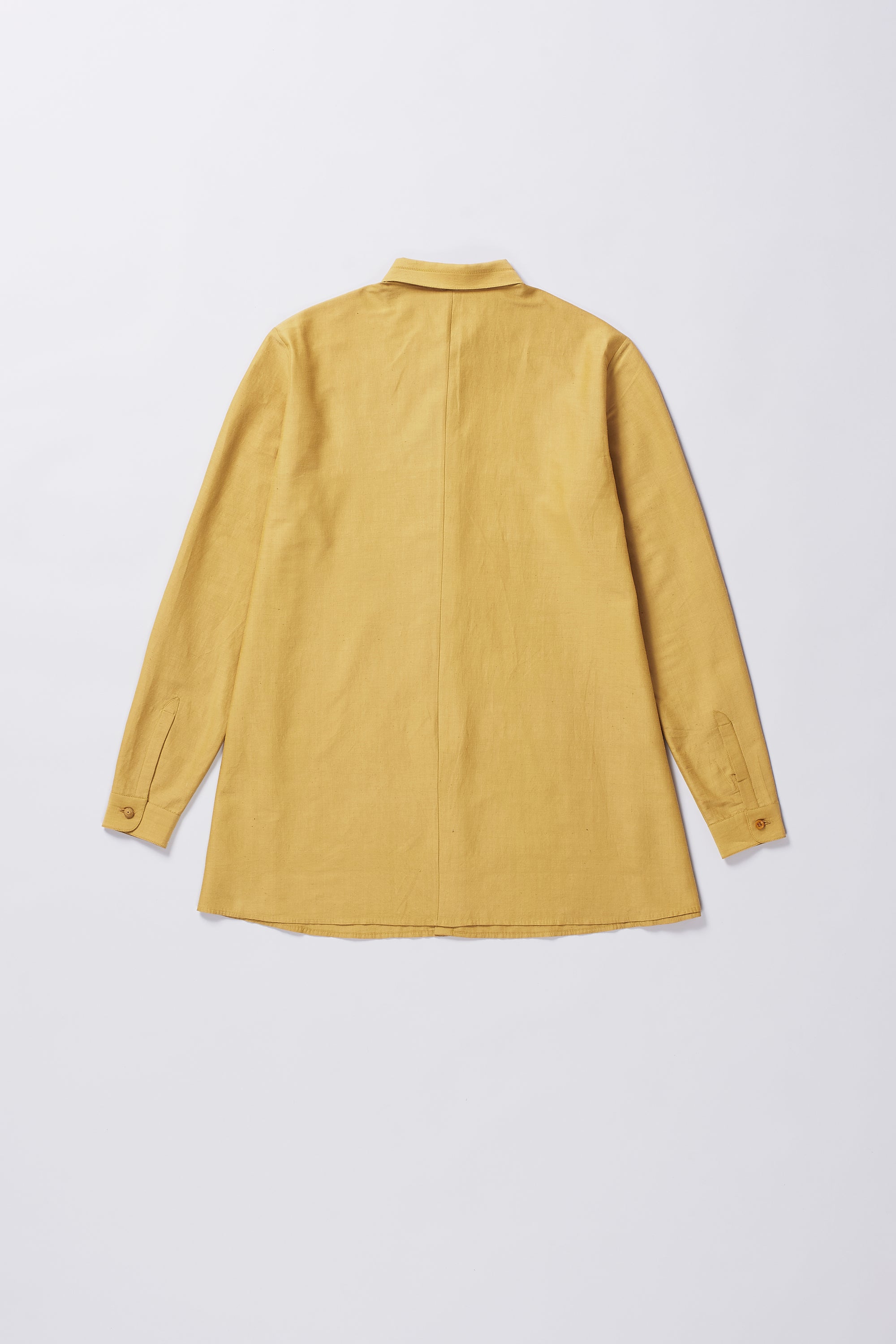 Back image of a mustard yellow shirt