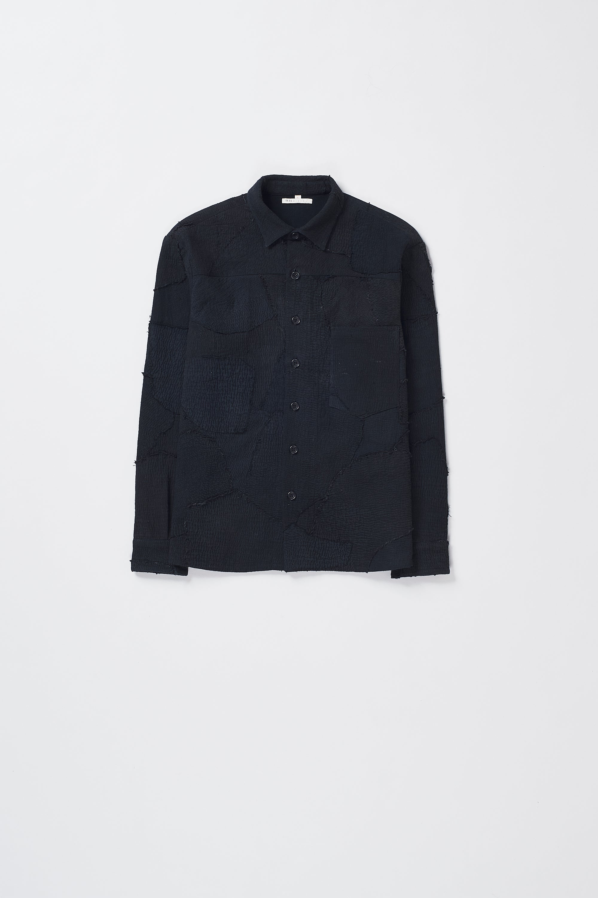 Black patchwork cotton shirt