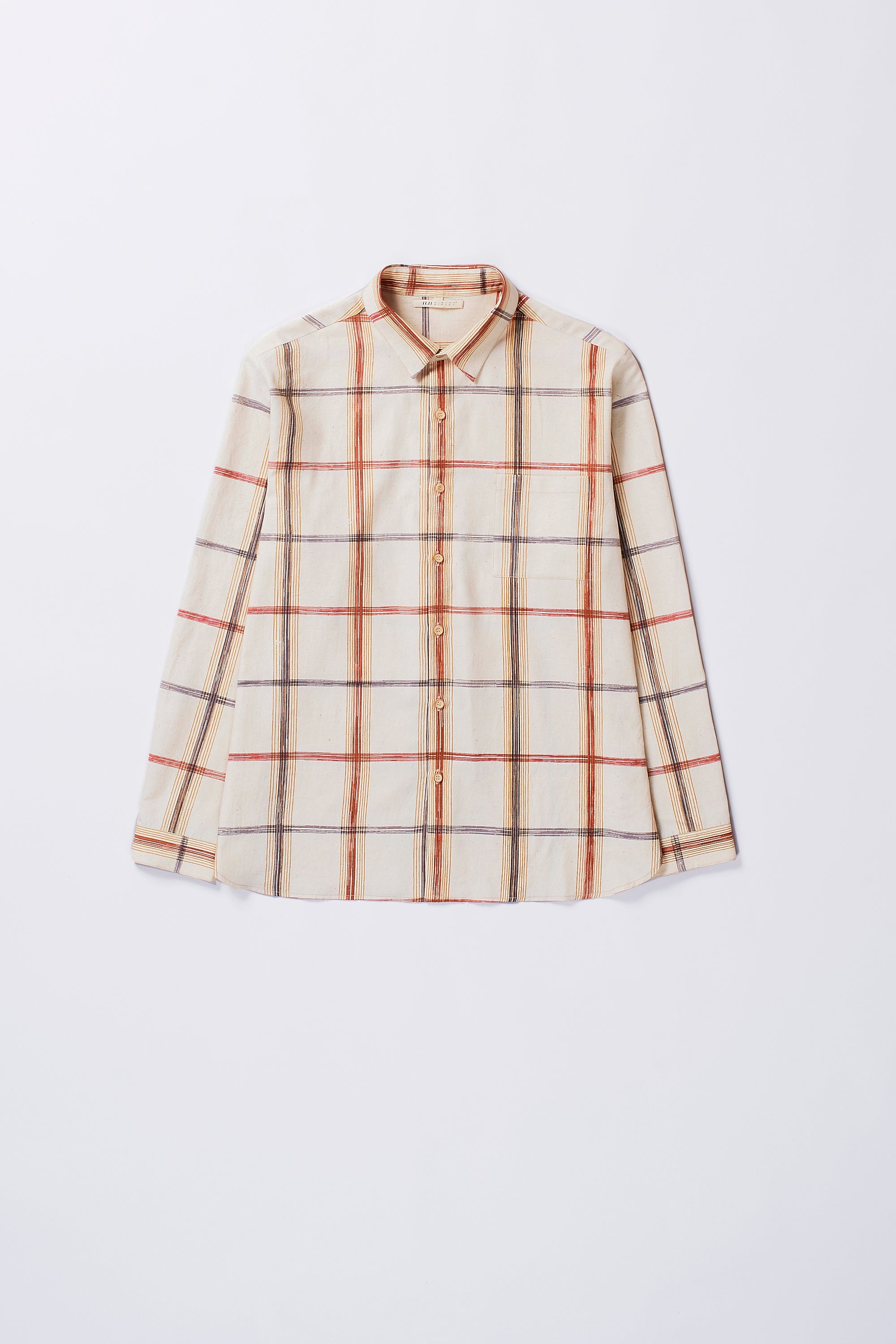 Cream unisex cotton full-sleeves shirt