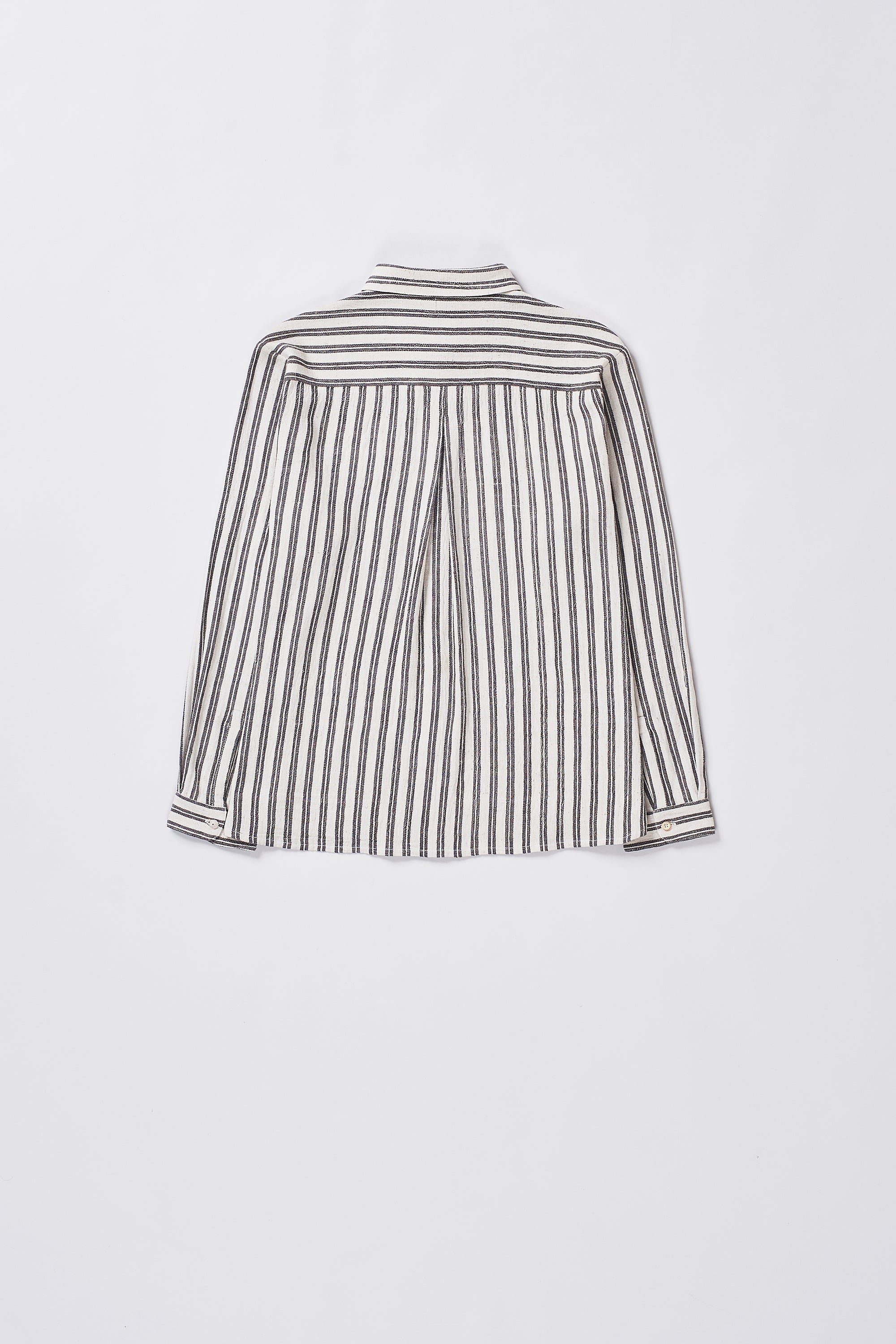 Back image of a charcoal basic strip cotton shirt