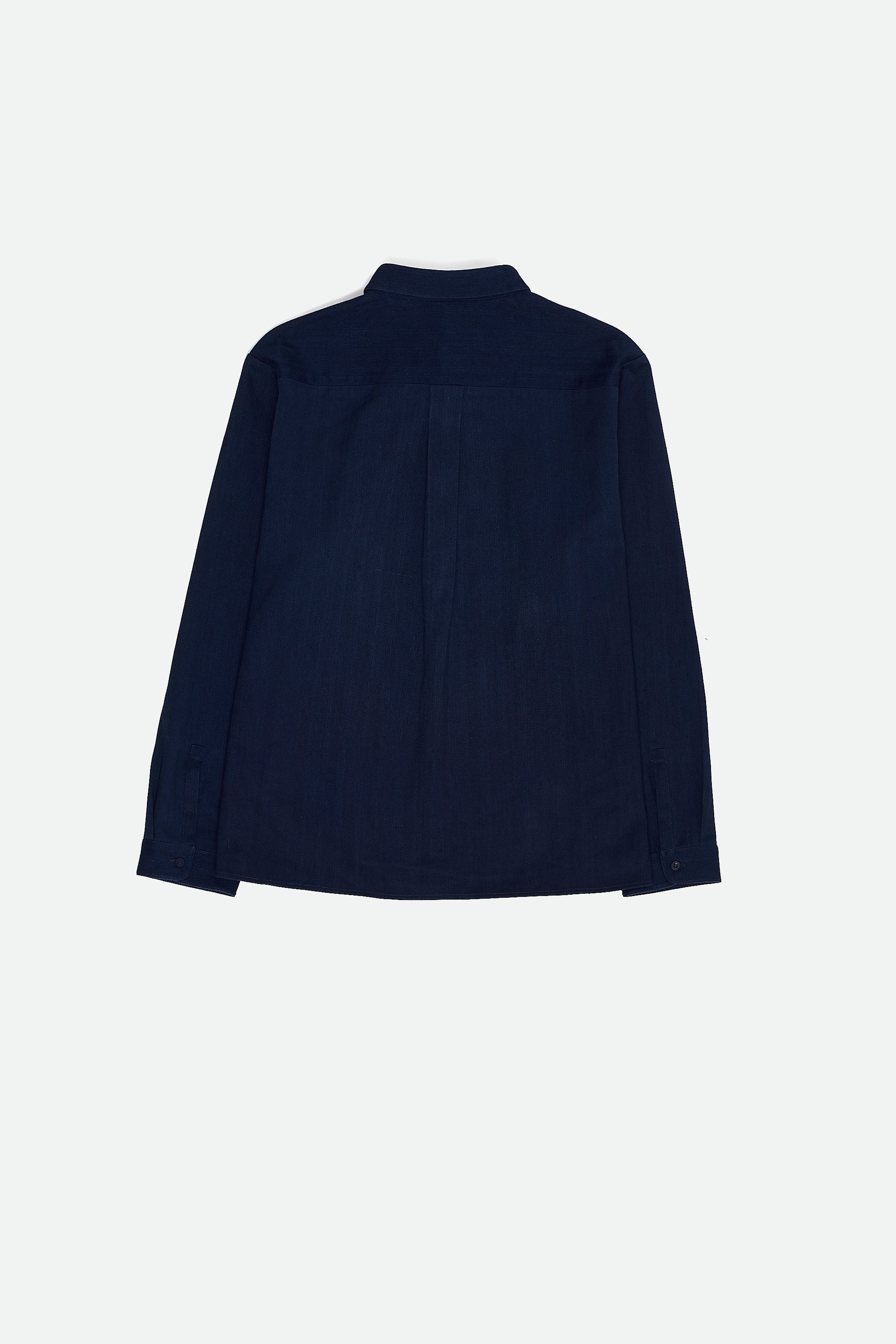 Back image of a indigo shirt