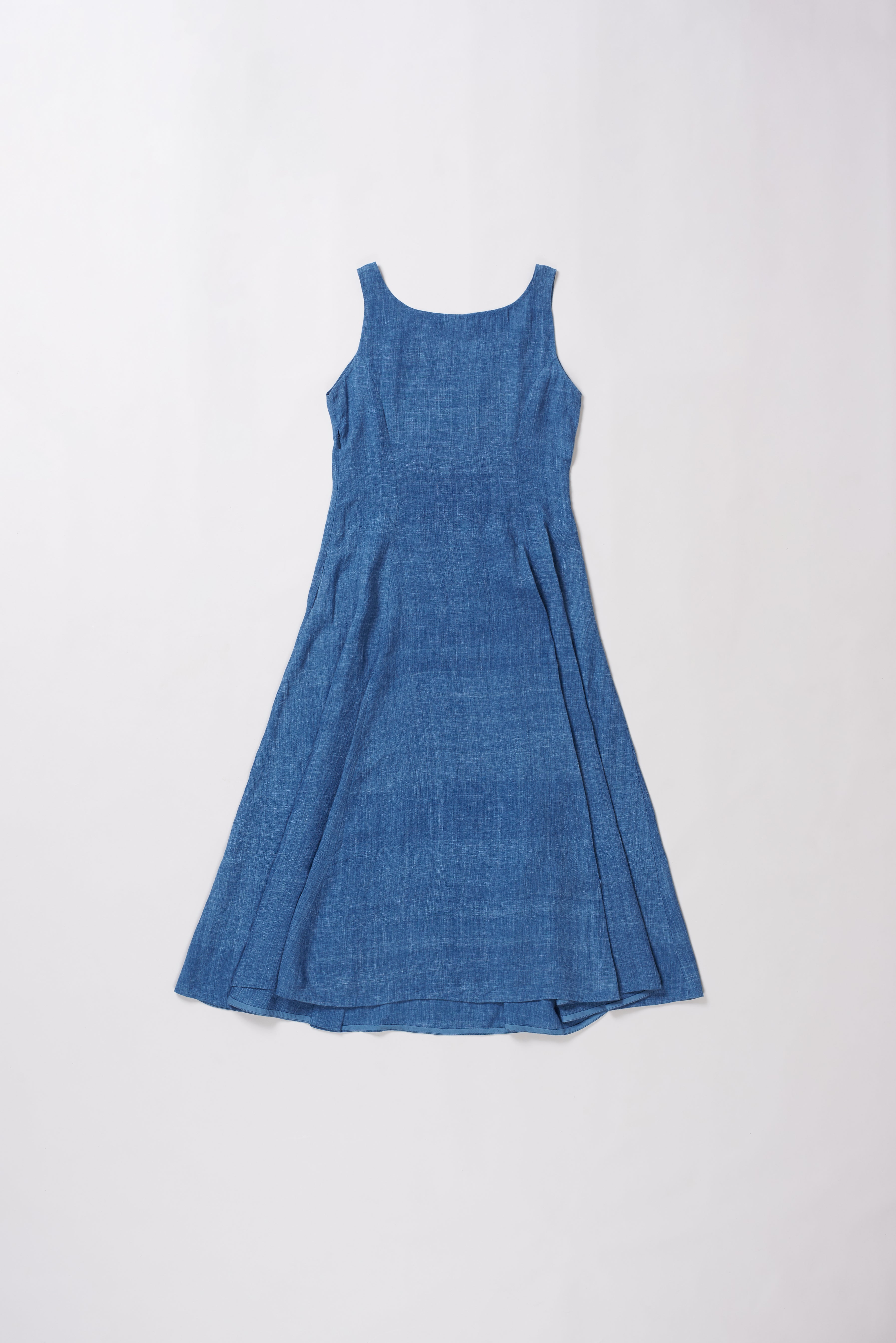 Back image of a medium indigo dress