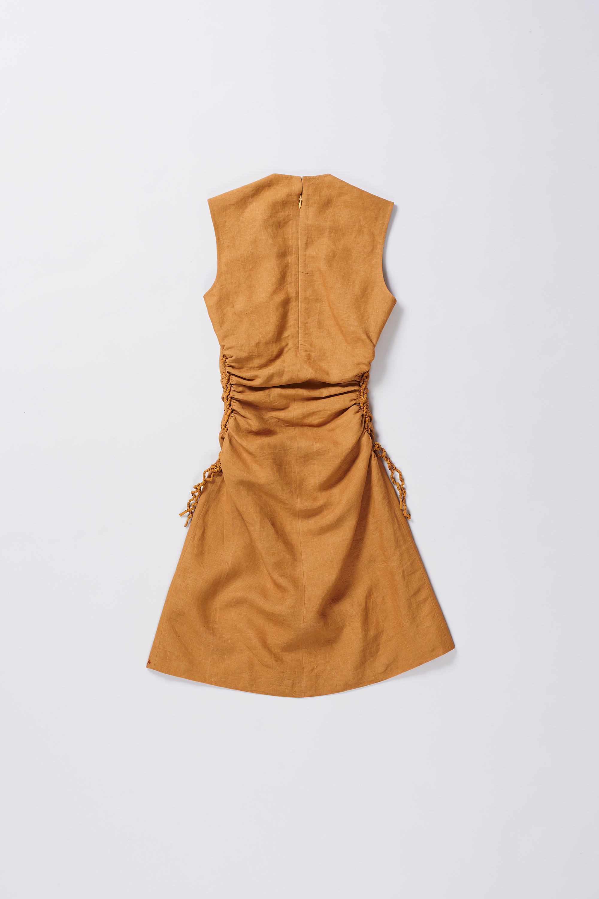 Back image of a mustard yellow dress