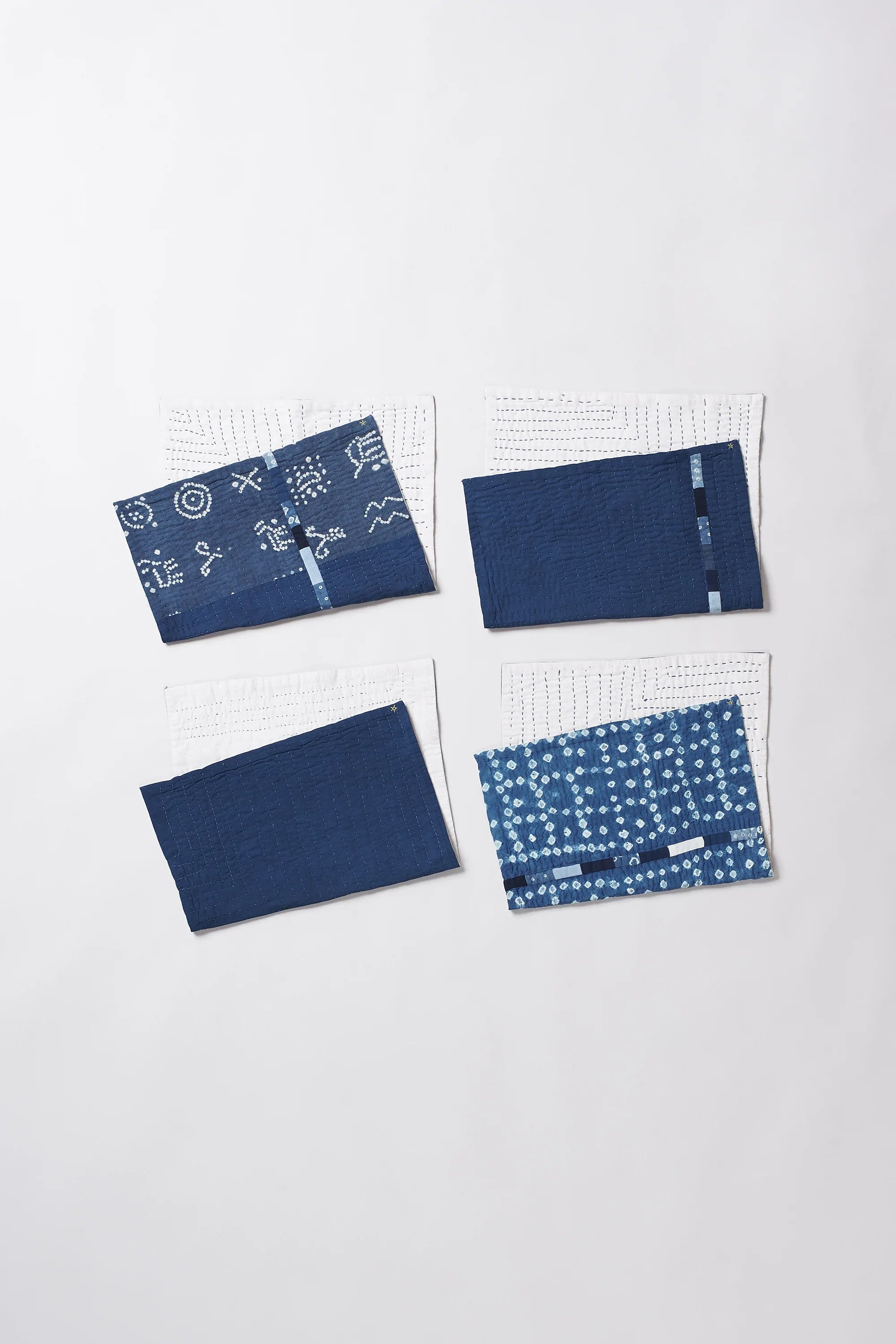 Indigo placemat with patchwork