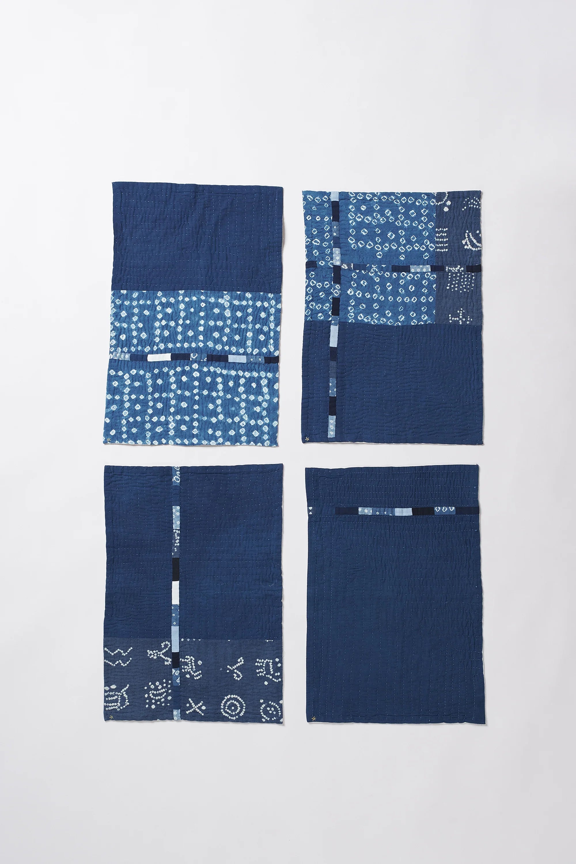 Indigo placemat with patchwork