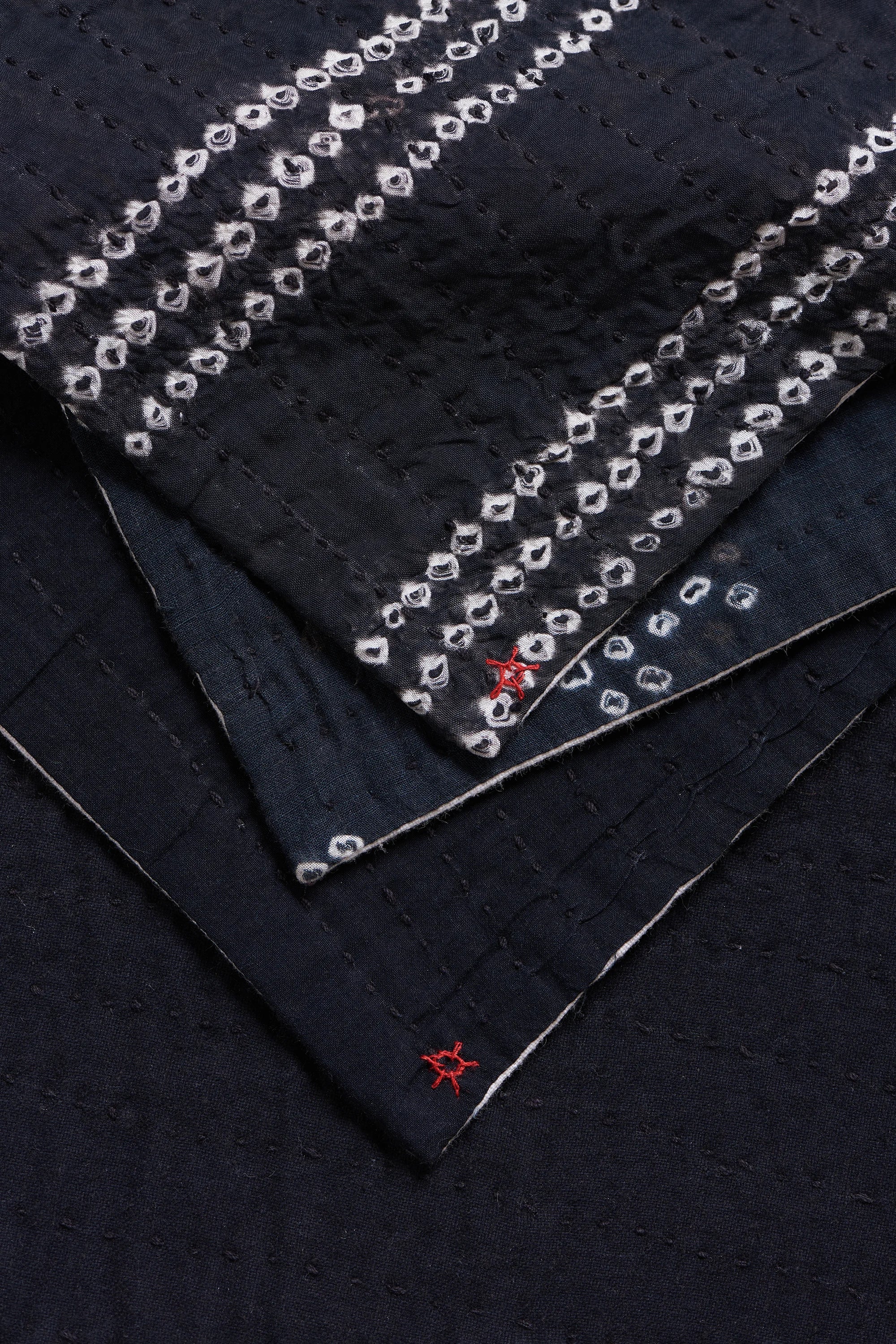 Fabric close-up with kanthawork and bandhani work