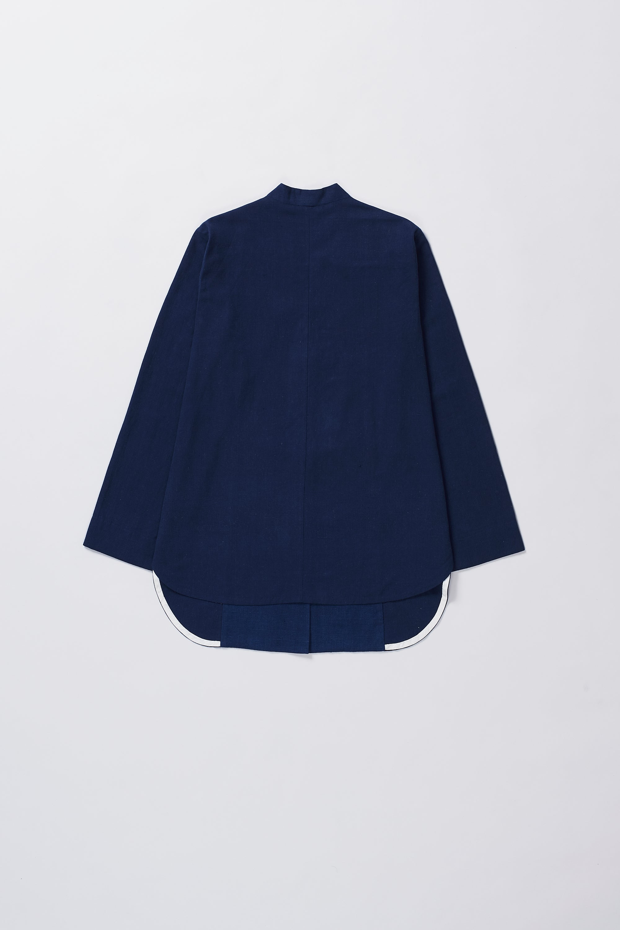 Back shot of a indigo cotton shirt
