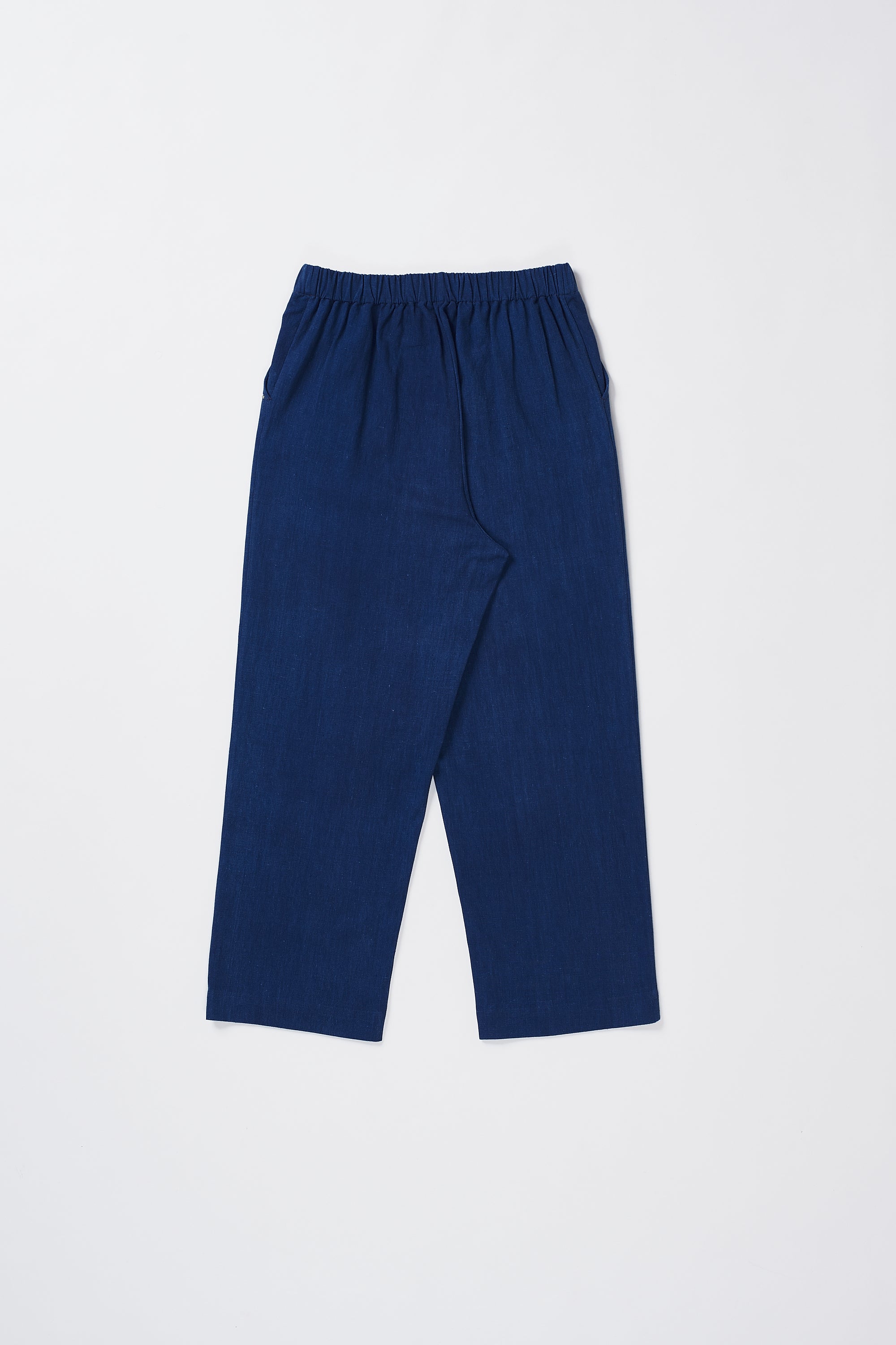 Back image of a medium indigo pant