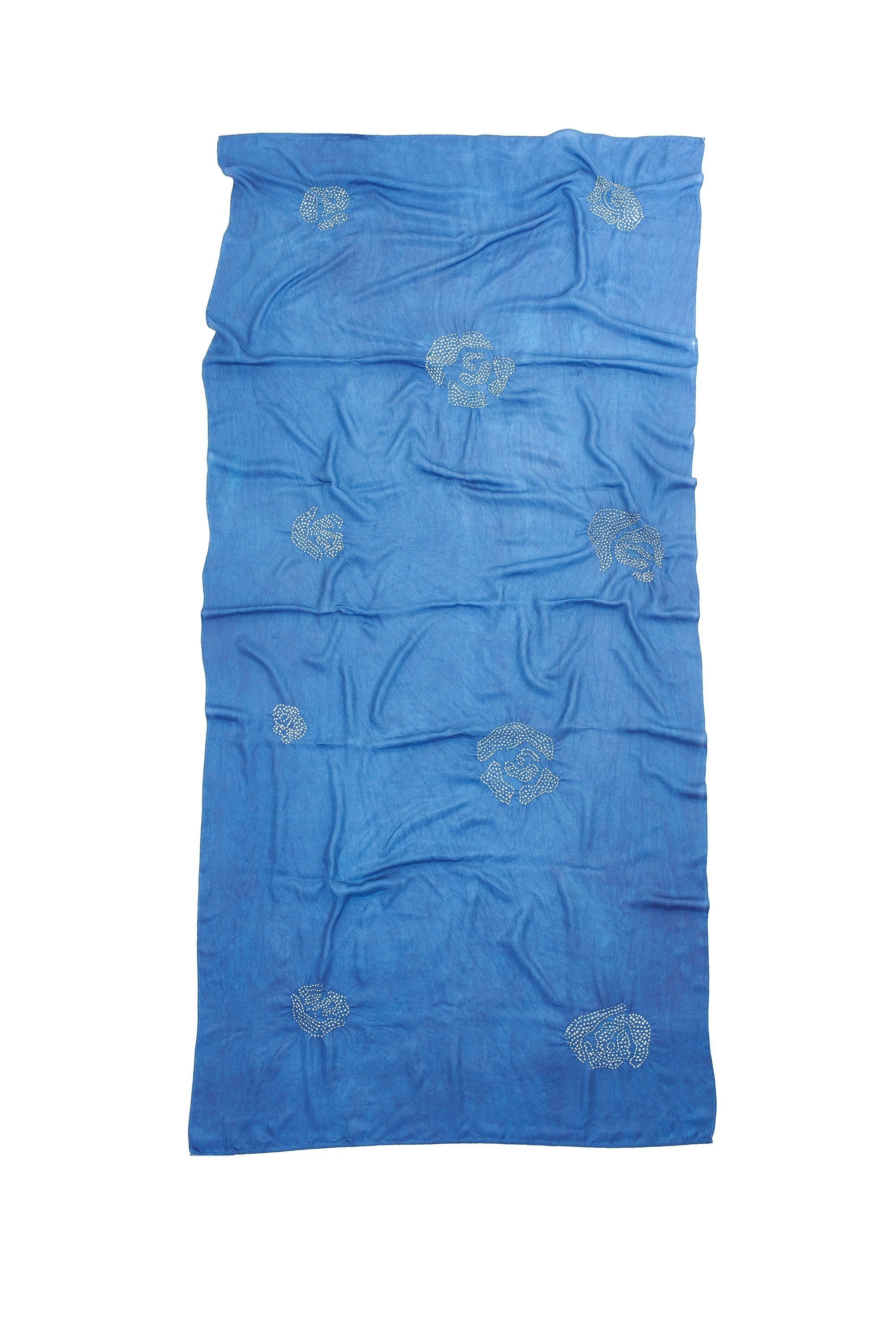 Indigo Silk Scarf with Bandhani