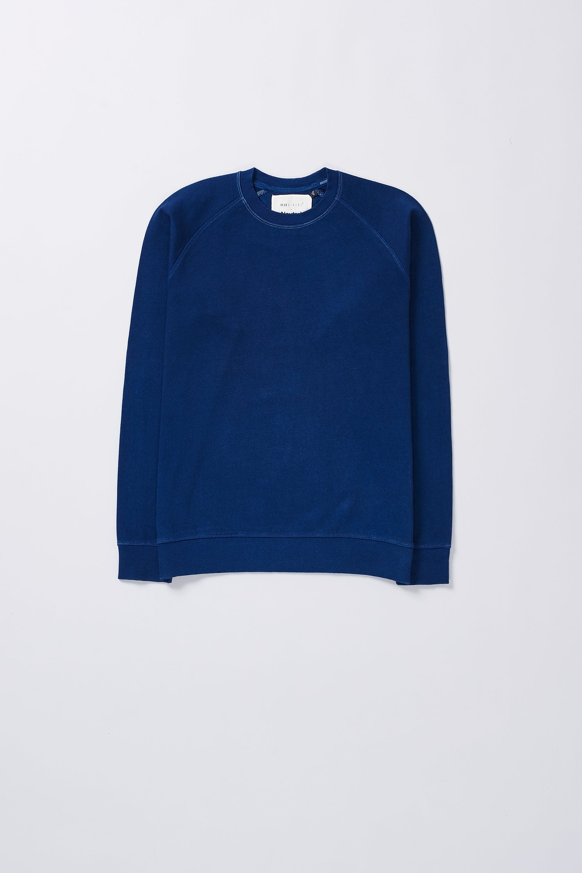 Front image of a medium indigo sweatshirt