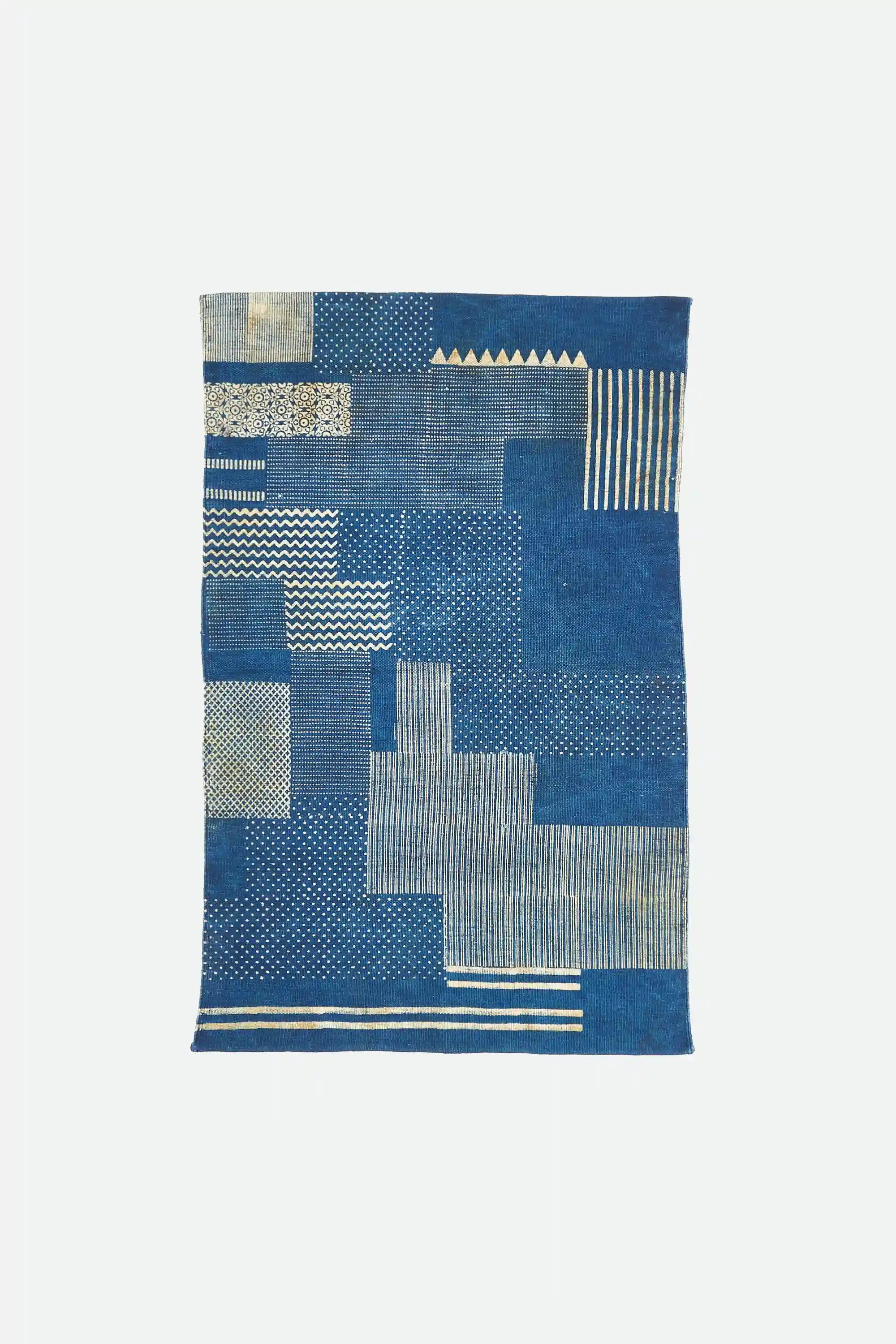 Indigo block print rug