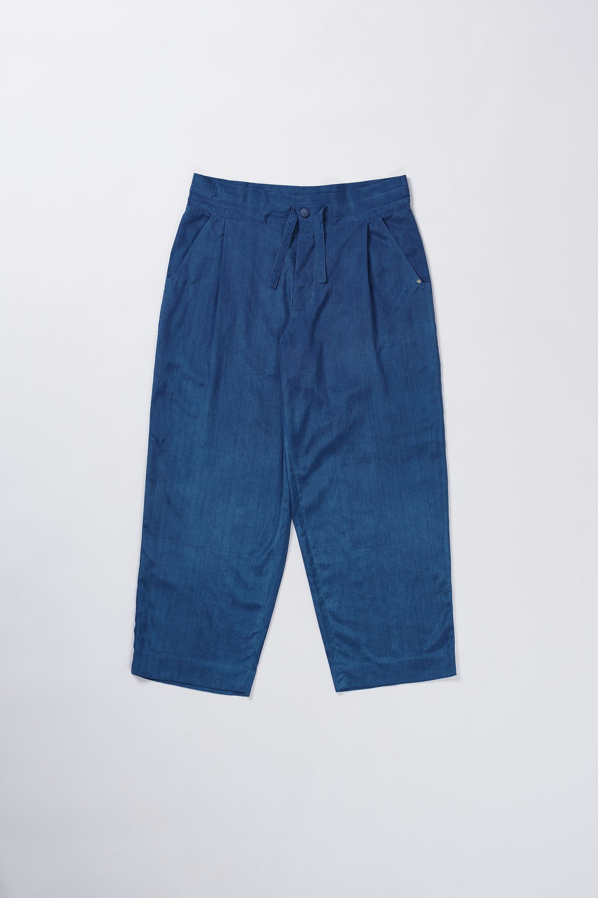 Front image of a medium indigo pant