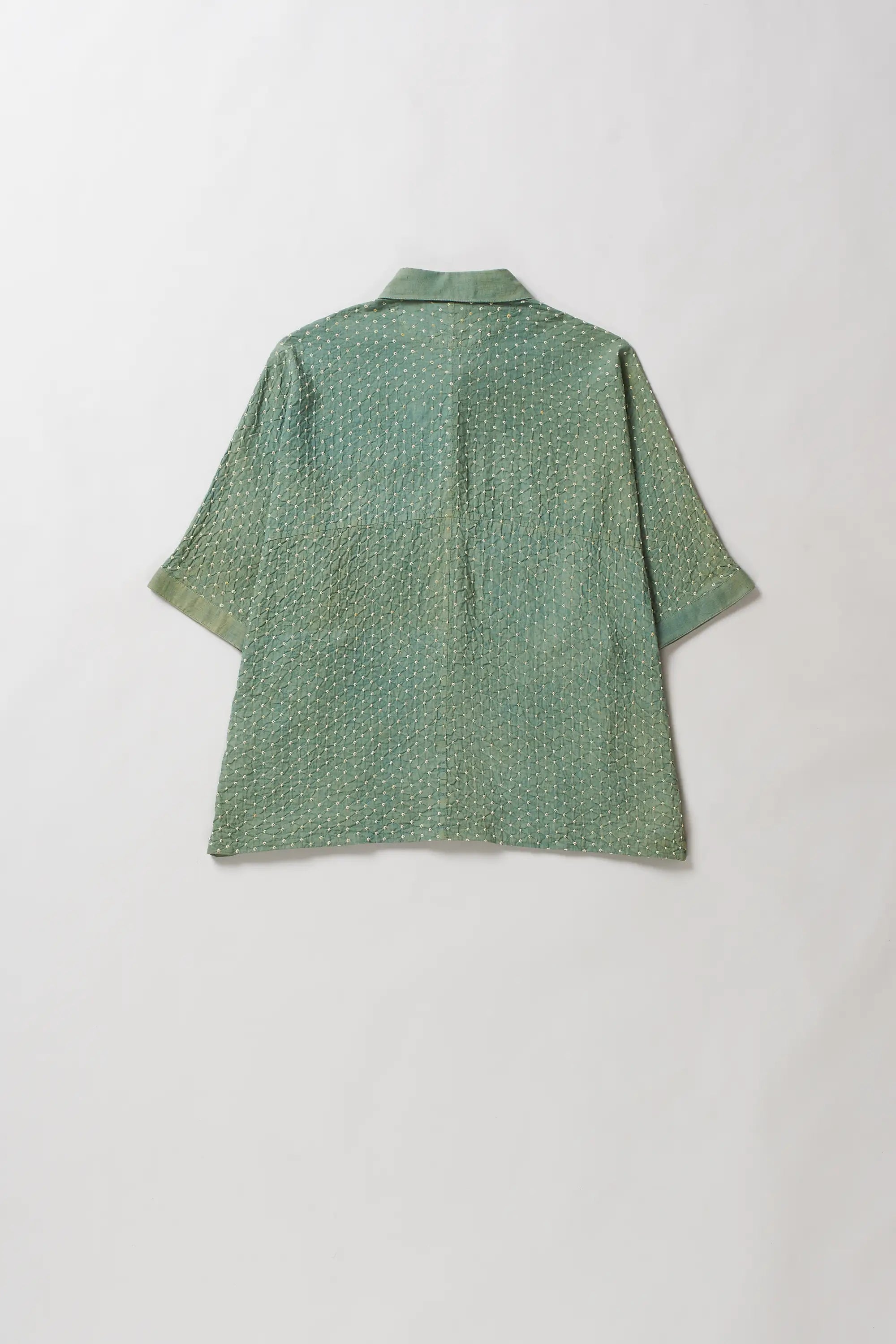 Back image of turf green cotton shirt