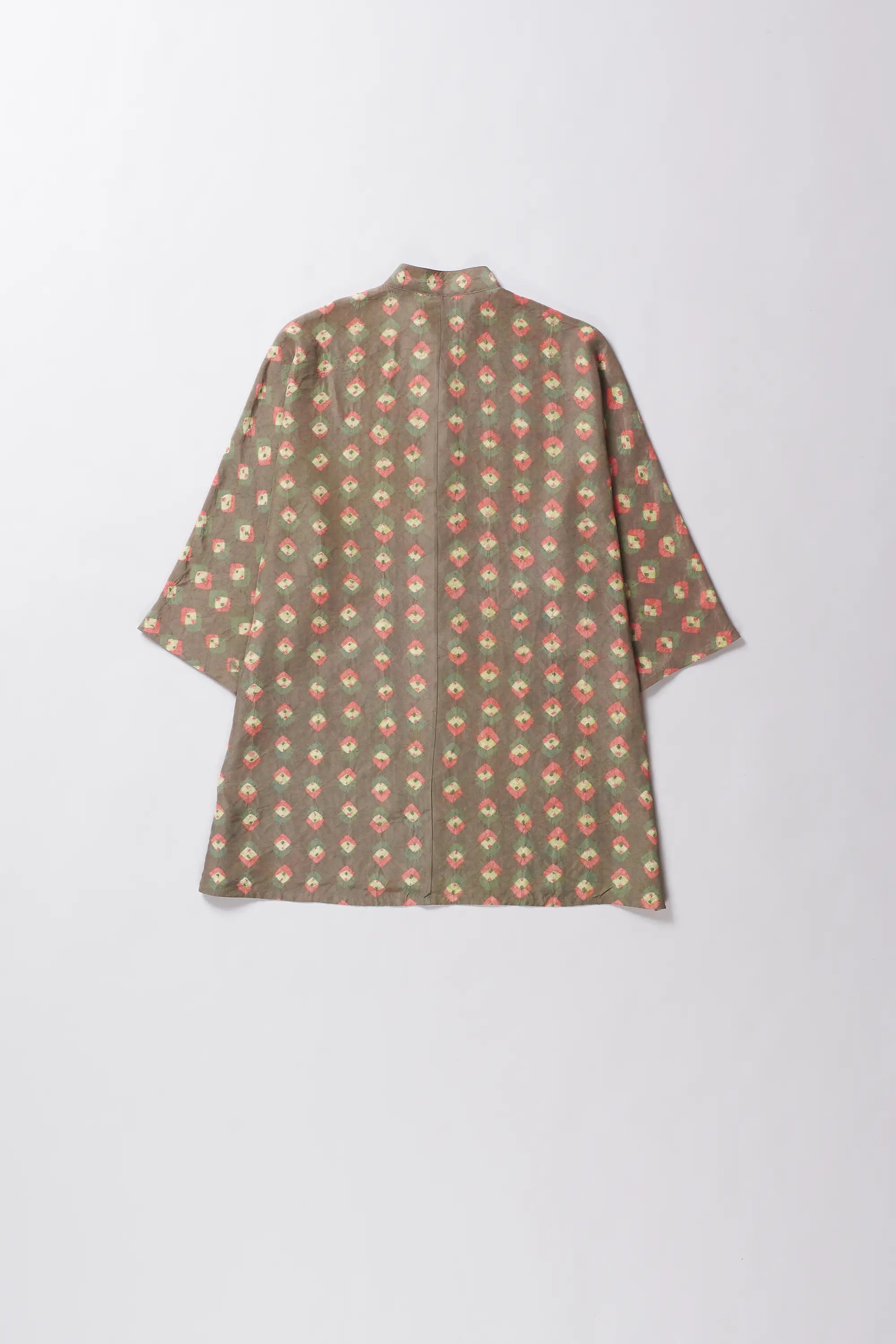 Back image of a silk bandhani shirt