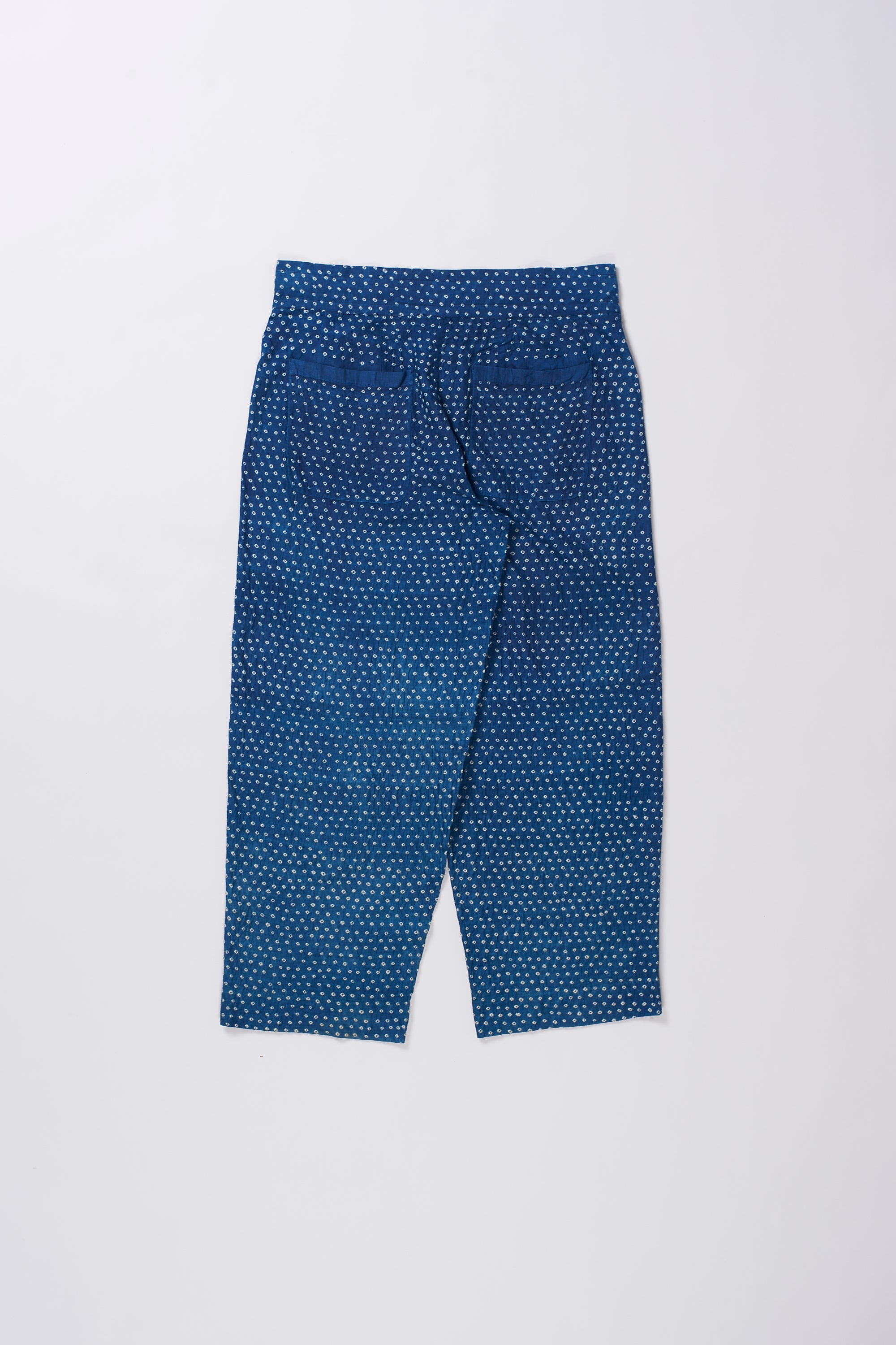 Back image of a medium indigo pant