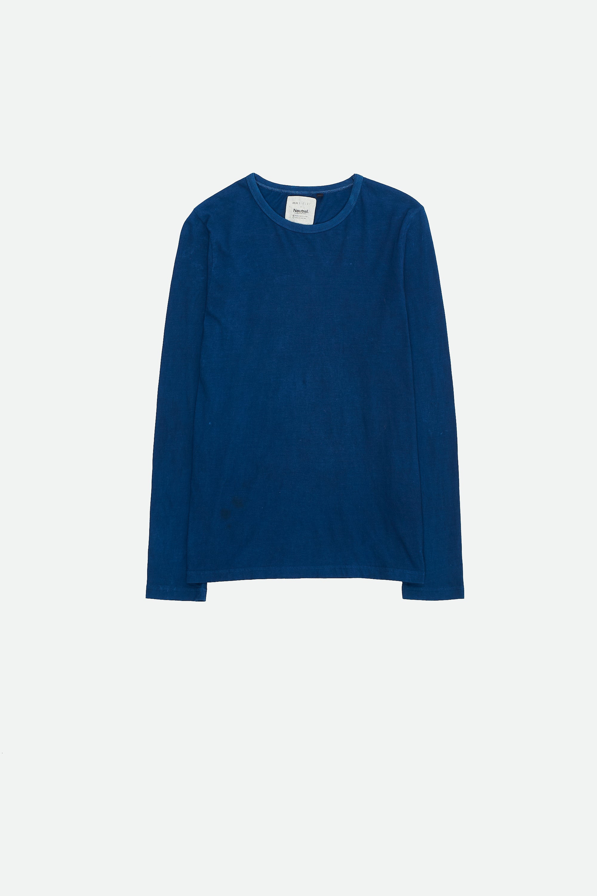 Front image of a medium indigo t-shirt