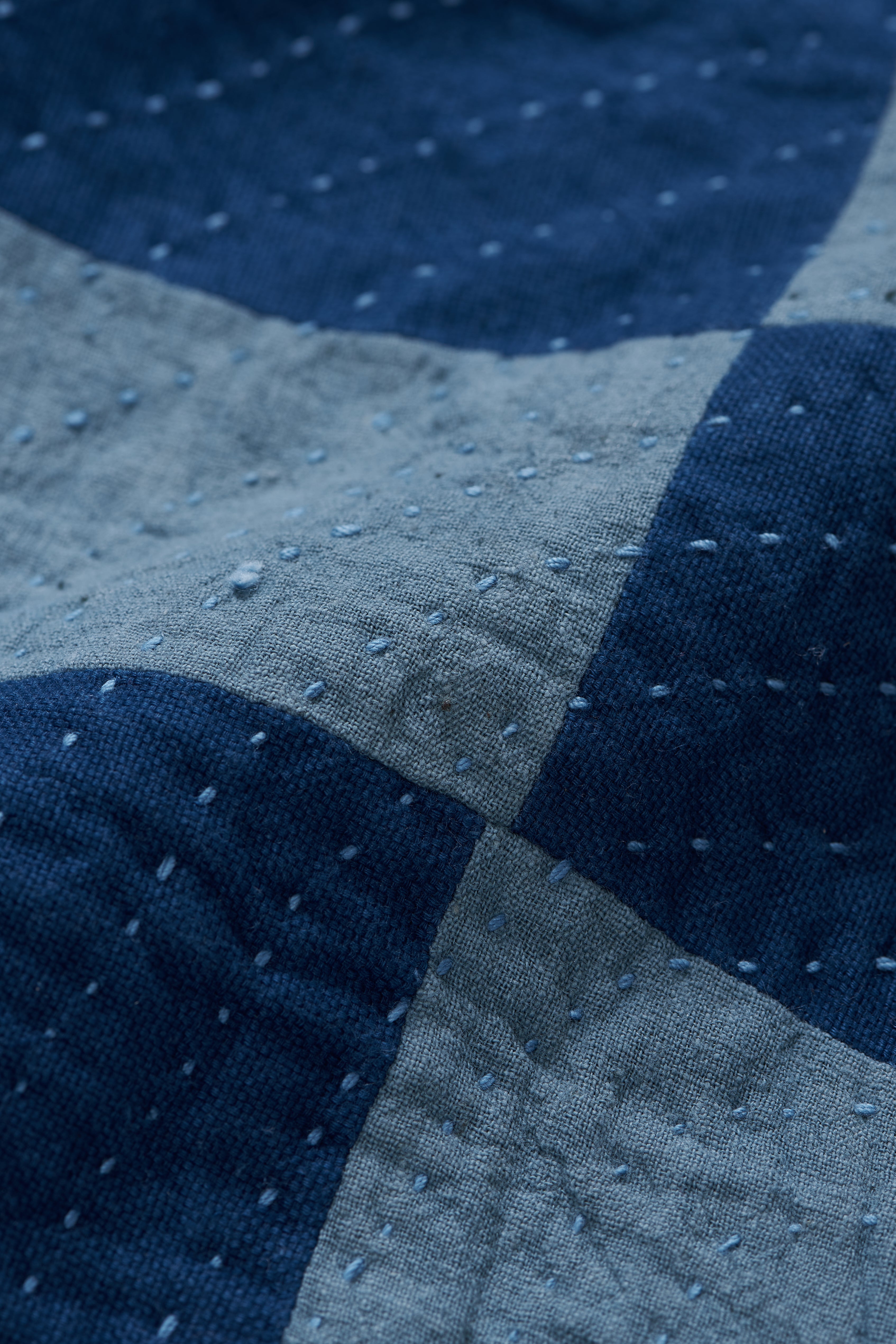 Fabric close-up with patchwork and kantha work
