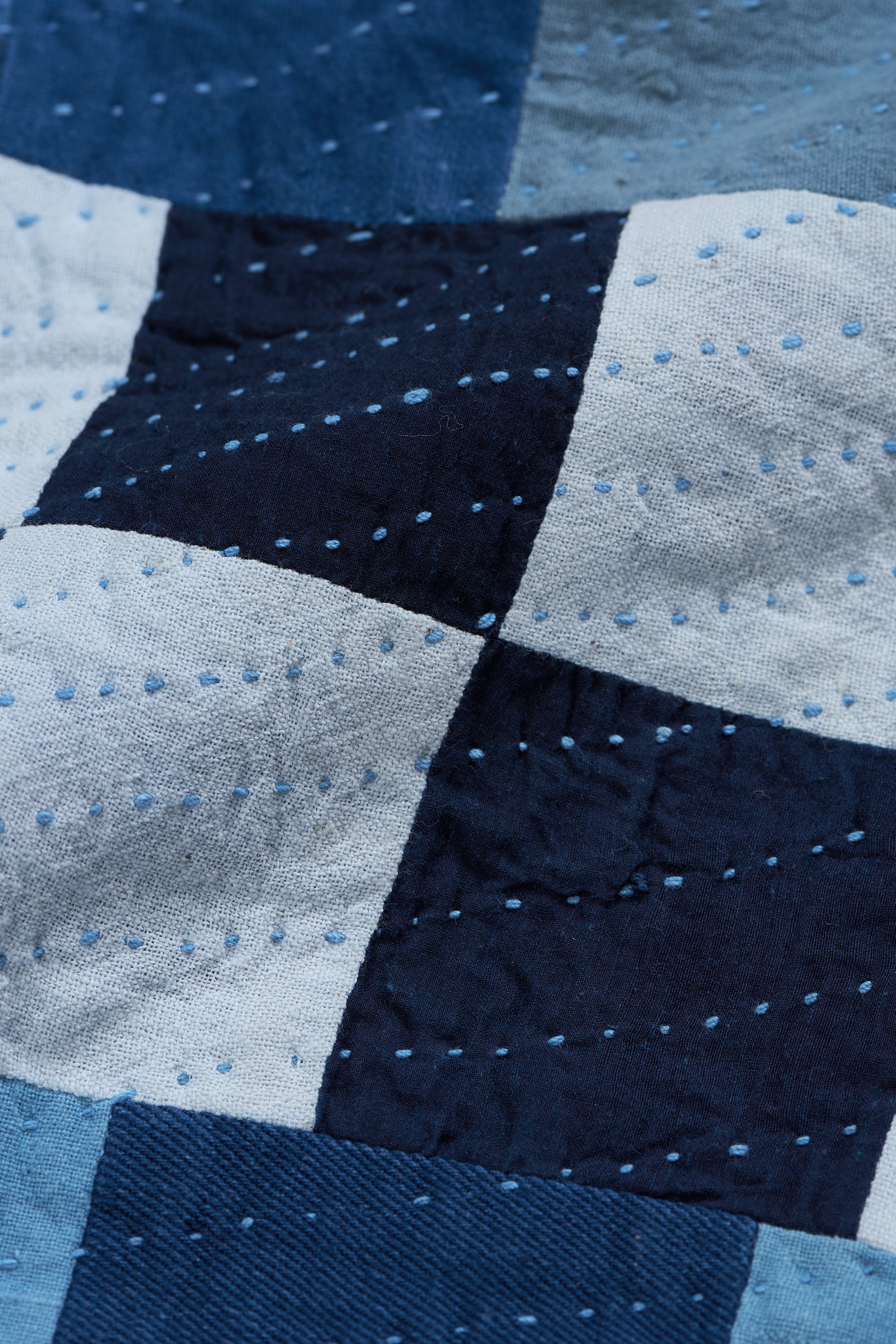 Fabric close-up with patchwork and kantha work